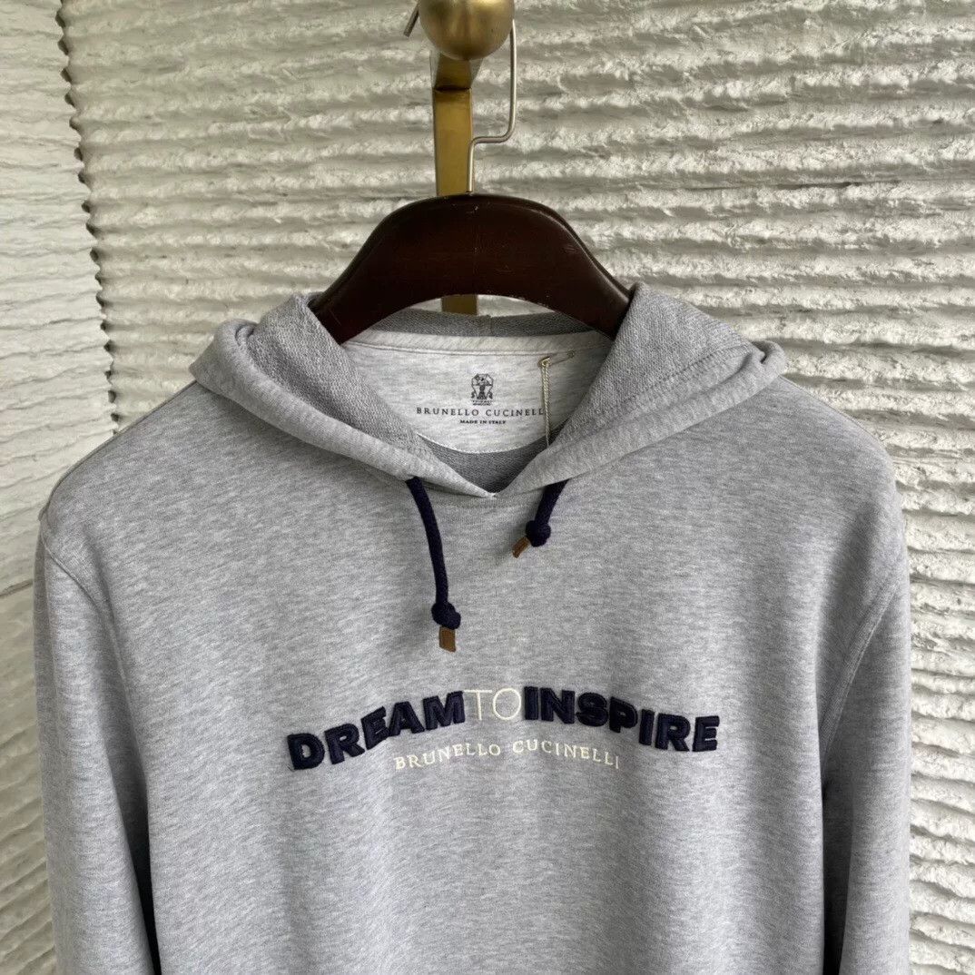 Brunello Cucinelli Brunello Cucinelli Gray Embroidered Hoodie Size US M / EU 48-50 / 2 - 4 Thumbnail