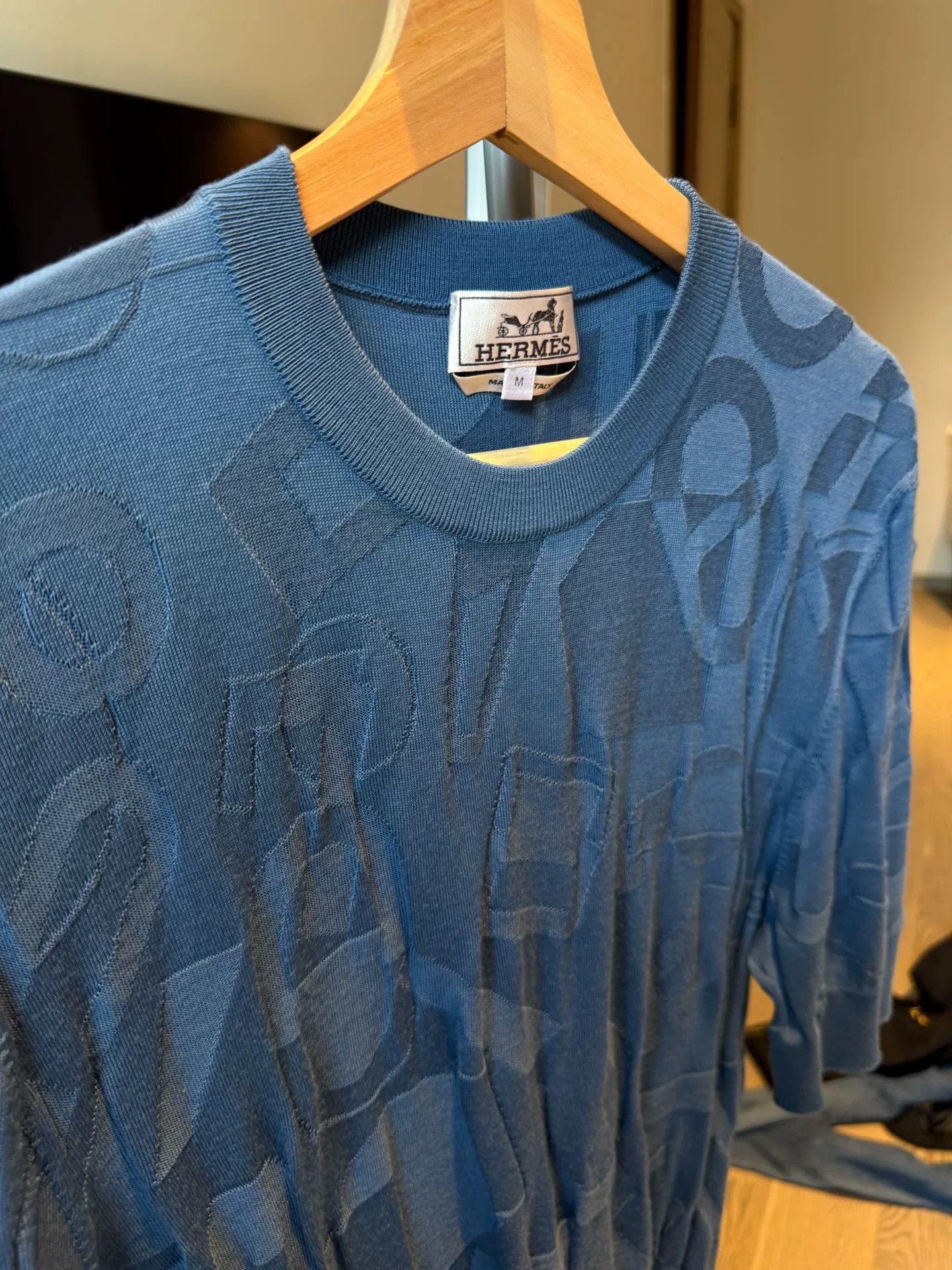 Hermes Hermes Blue Knit T-shirt M Size US M / EU 48-50 / 2 - 3 Thumbnail