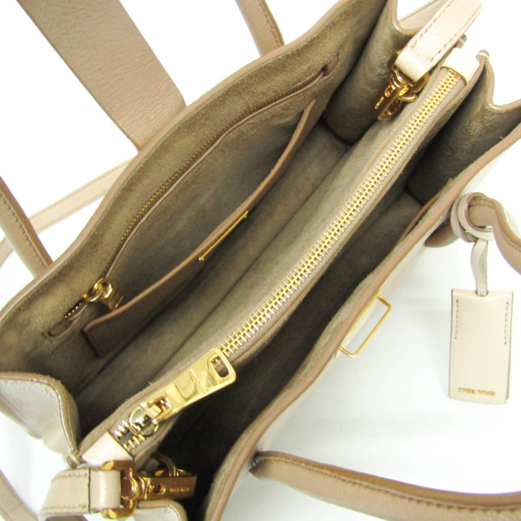 Miu Miu Miu Miu MADRAS 5BA104 Women's Leather Handbag,Shoulder Bag Pink Beige Size ONE SIZE - 4 Thumbnail