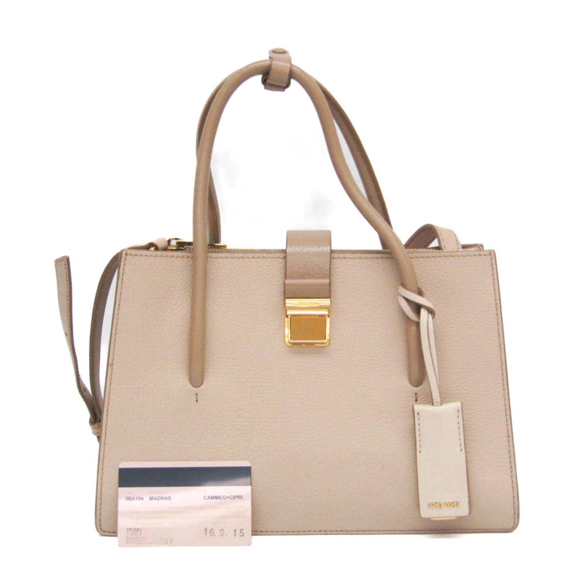 Miu Miu Miu Miu MADRAS 5BA104 Women's Leather Handbag,Shoulder Bag Pink Beige Size ONE SIZE - 2 Thumbnail