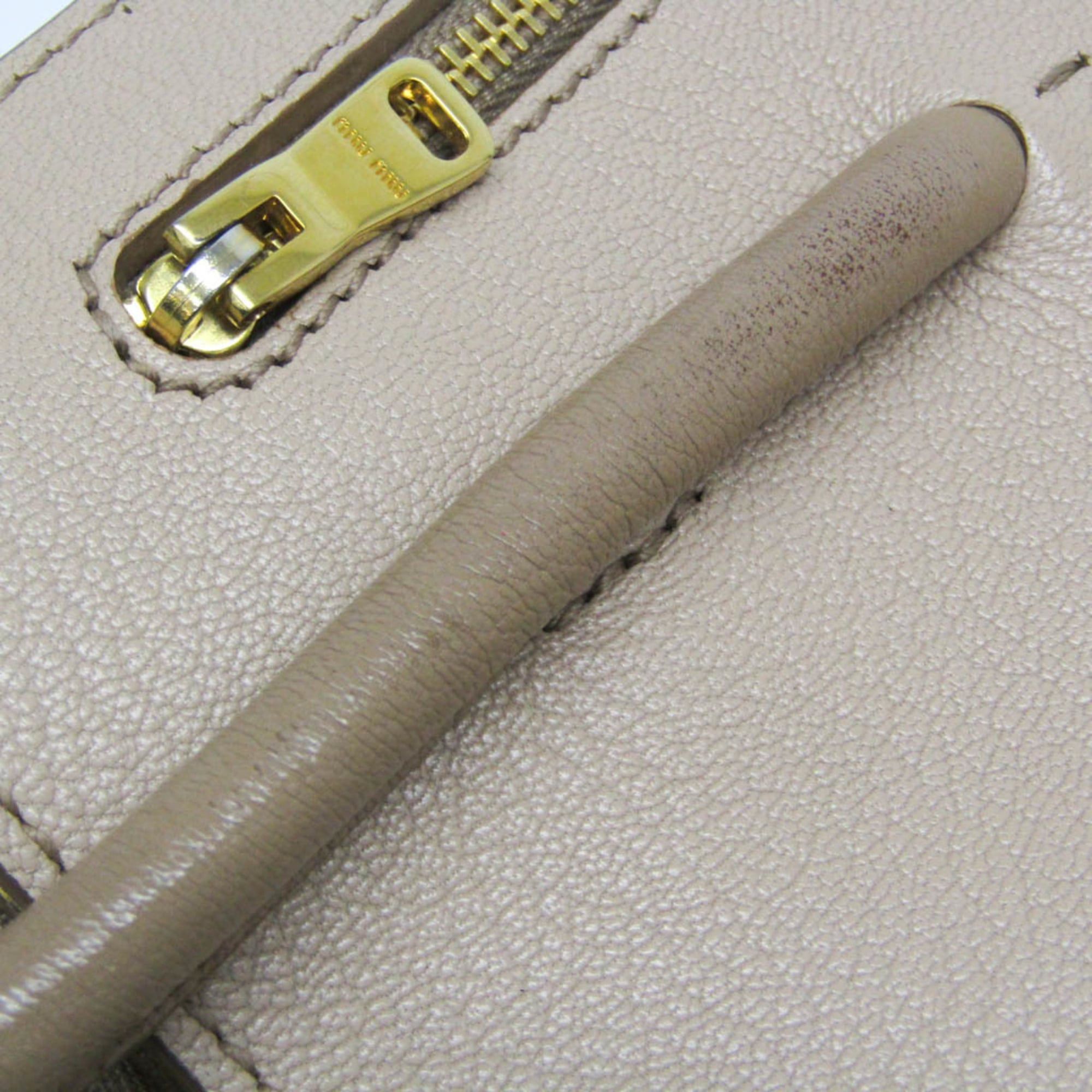 Miu Miu Miu Miu MADRAS 5BA104 Women's Leather Handbag,Shoulder Bag Pink Beige Size ONE SIZE - 10 Thumbnail
