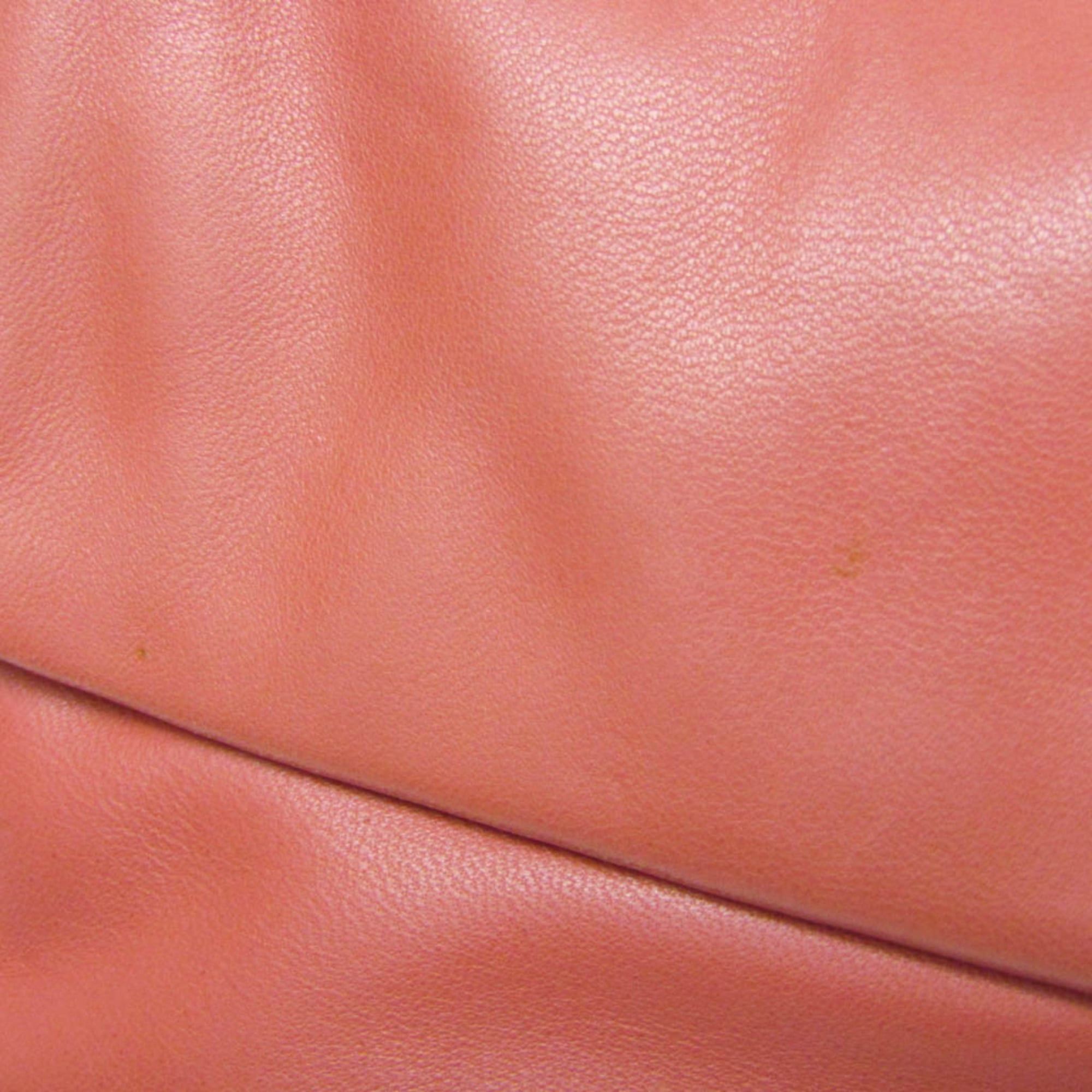 Miu Miu Miu Miu Chain Shoulder Pouch Women's Leather Clutch Bag,Shoulder Bag Pink Orange Size ONE SIZE - 9 Thumbnail