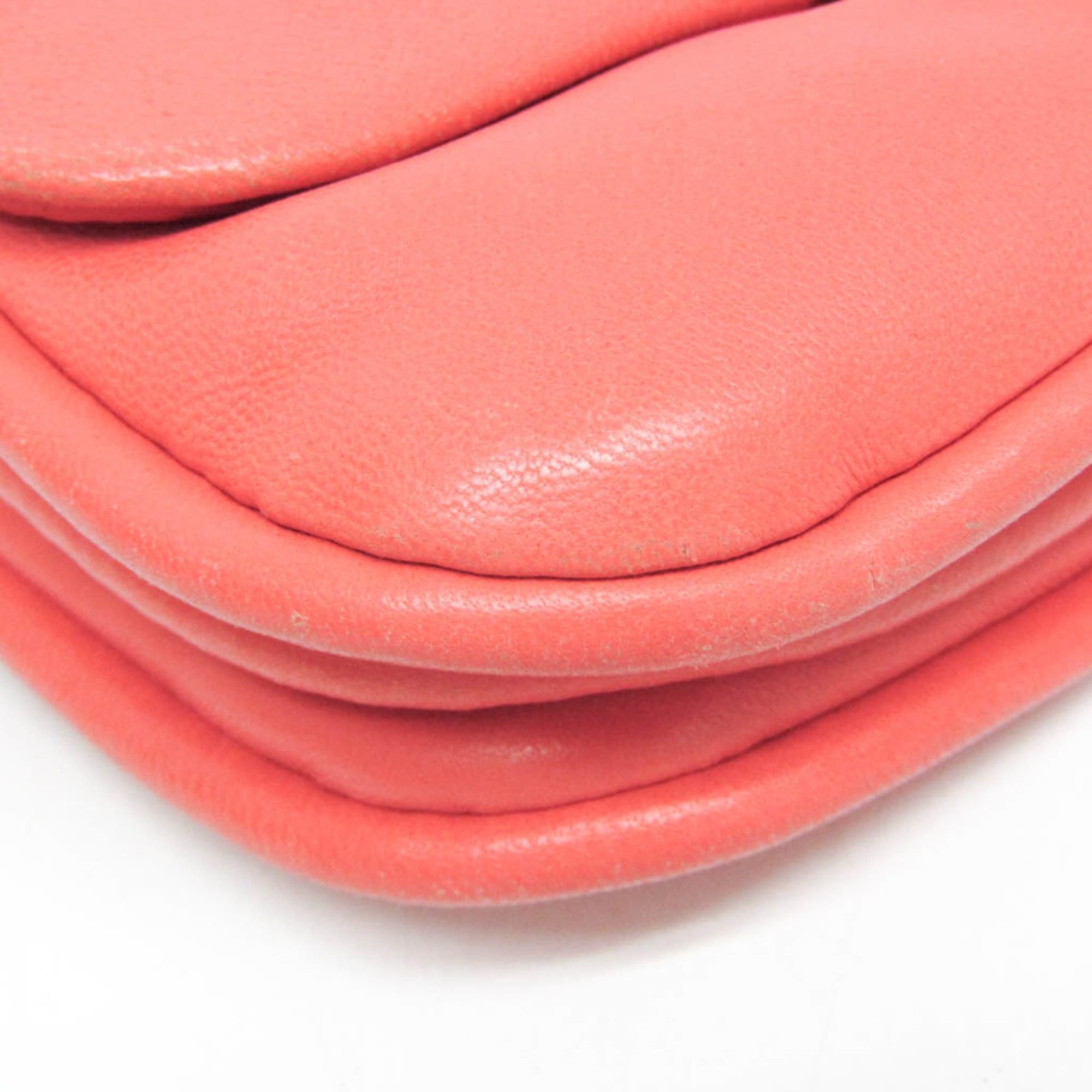 Miu Miu Miu Miu Chain Shoulder Pouch Women's Leather Clutch Bag,Shoulder Bag Pink Orange Size ONE SIZE - 6 Thumbnail