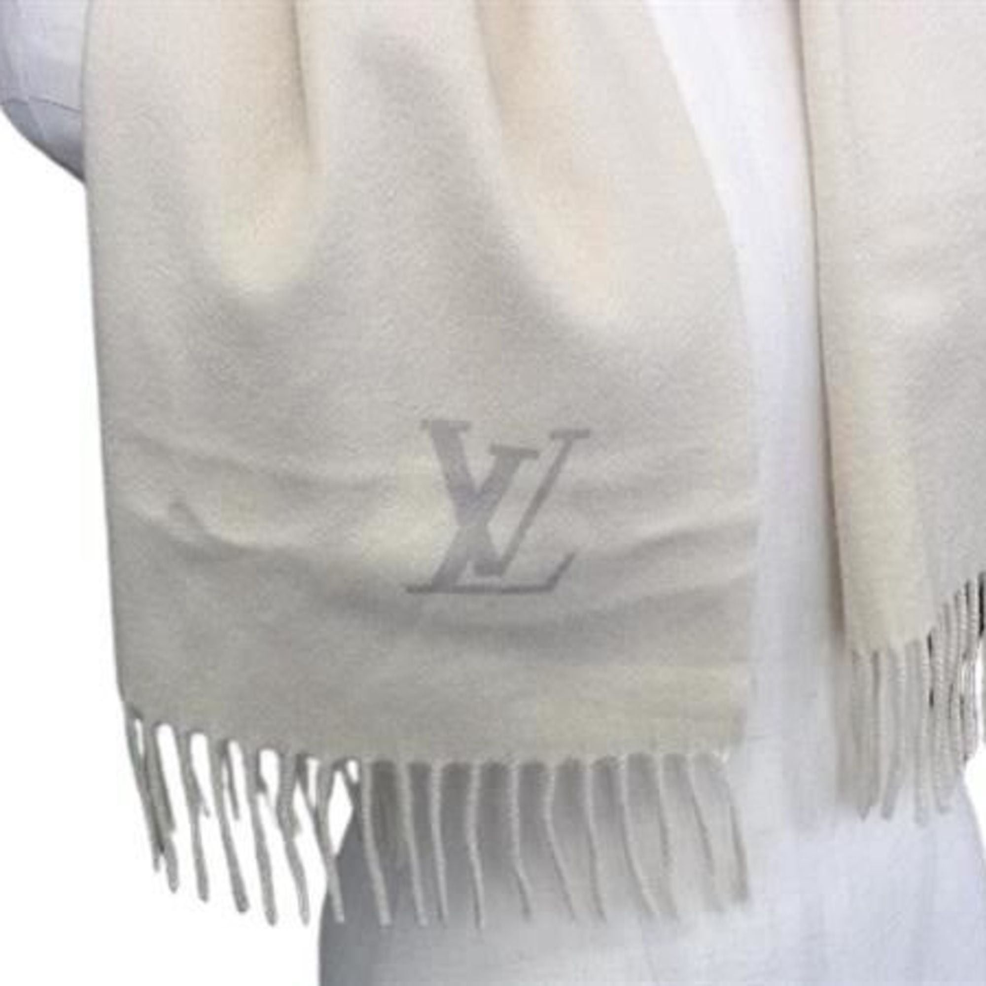 Louis Vuitton Louis Vuitton Echarpe Gerram M71287 Scarf/Stole, Beige Cashmere, Men's/Women's Size ONE SIZE - 3 Thumbnail