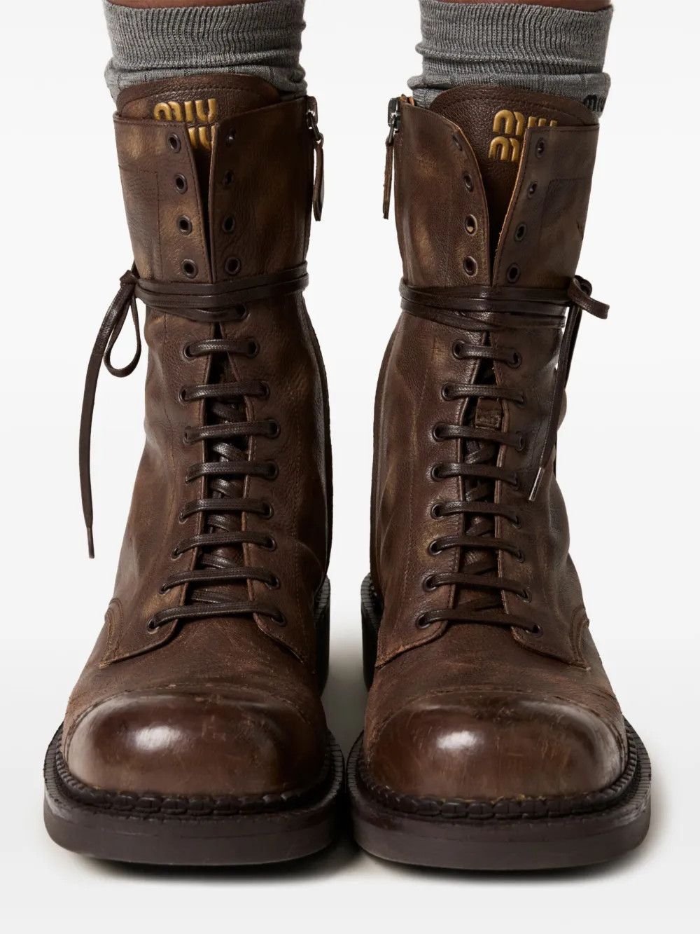 Miu Miu Leather Lace up combat boots (35mm) Size US 7 / IT 37 - 4 Thumbnail