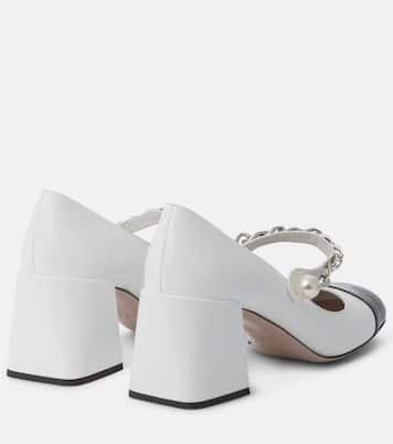 Miu Miu Mary Jane leather pumps in white pearls Size US 6 / IT 36 - 2 Thumbnail
