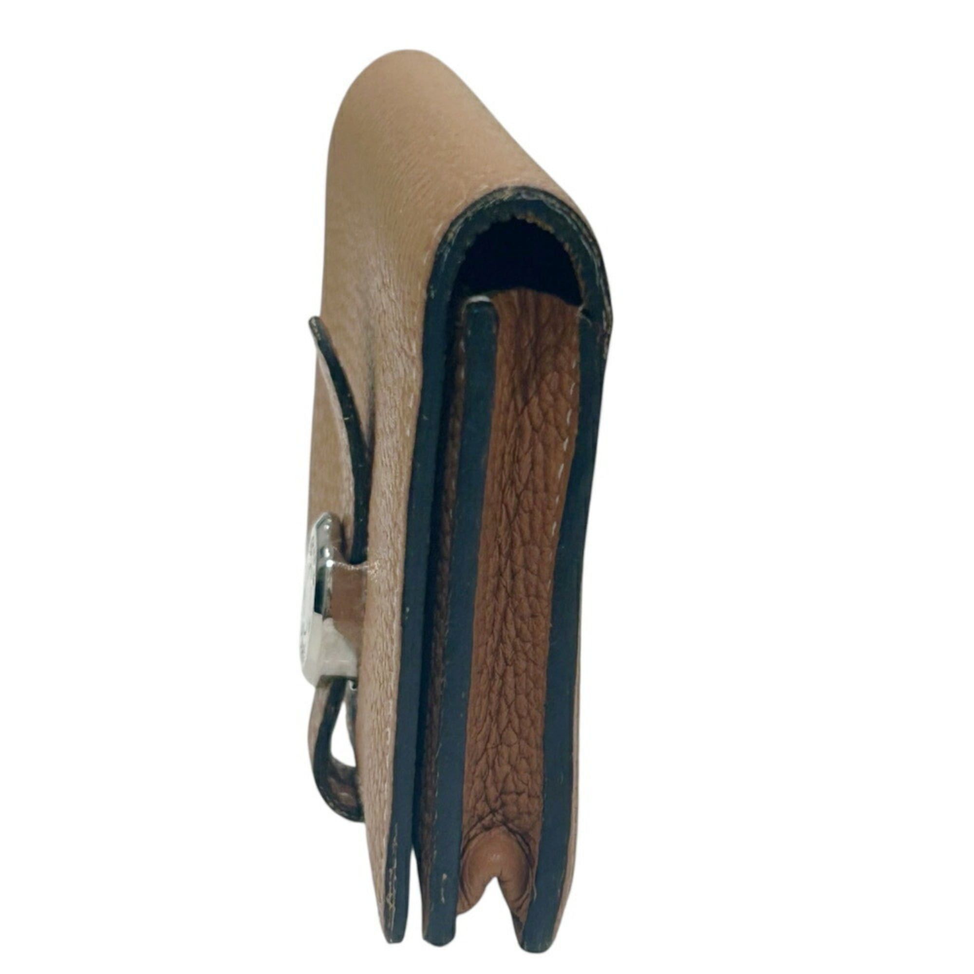 Hermes HERMES Dogon Card Case, Taurillon Clemence Leather, C Stamp, 2018, Gold and Brown, for Men Women Size ONE SIZE - 4 Thumbnail