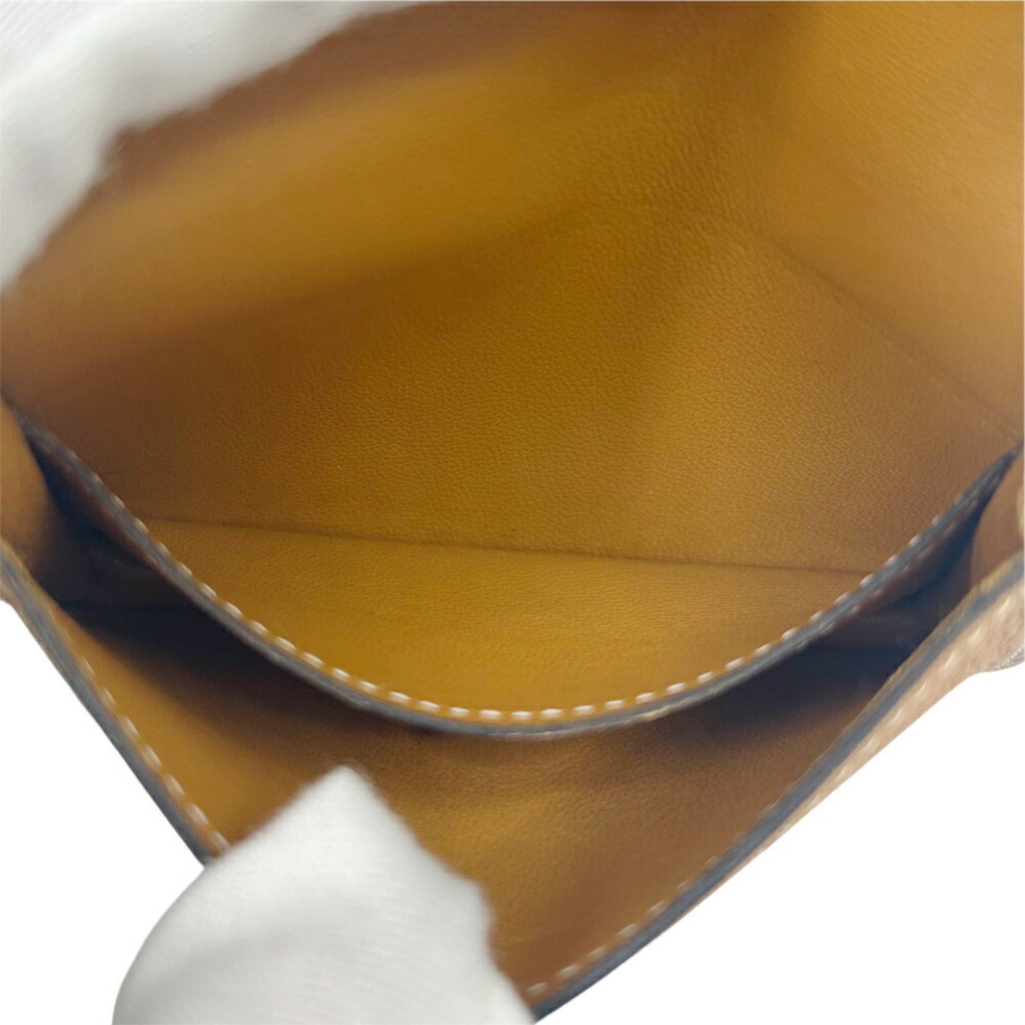 Hermes HERMES Dogon Card Case, Taurillon Clemence Leather, C Stamp, 2018, Gold and Brown, for Men Women Size ONE SIZE - 9 Thumbnail