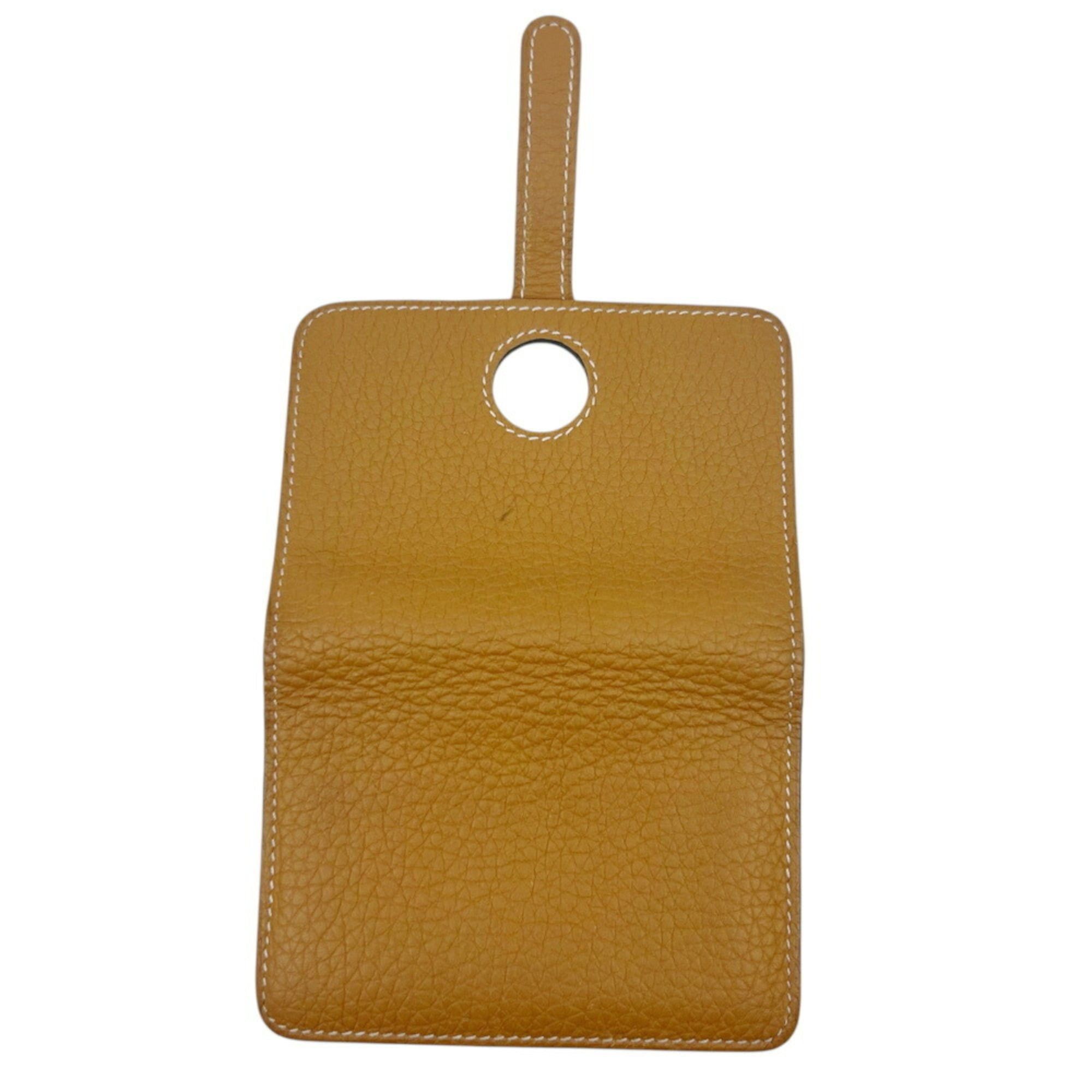 Hermes HERMES Dogon Card Case, Taurillon Clemence Leather, C Stamp, 2018, Gold and Brown, for Men Women Size ONE SIZE - 6 Thumbnail