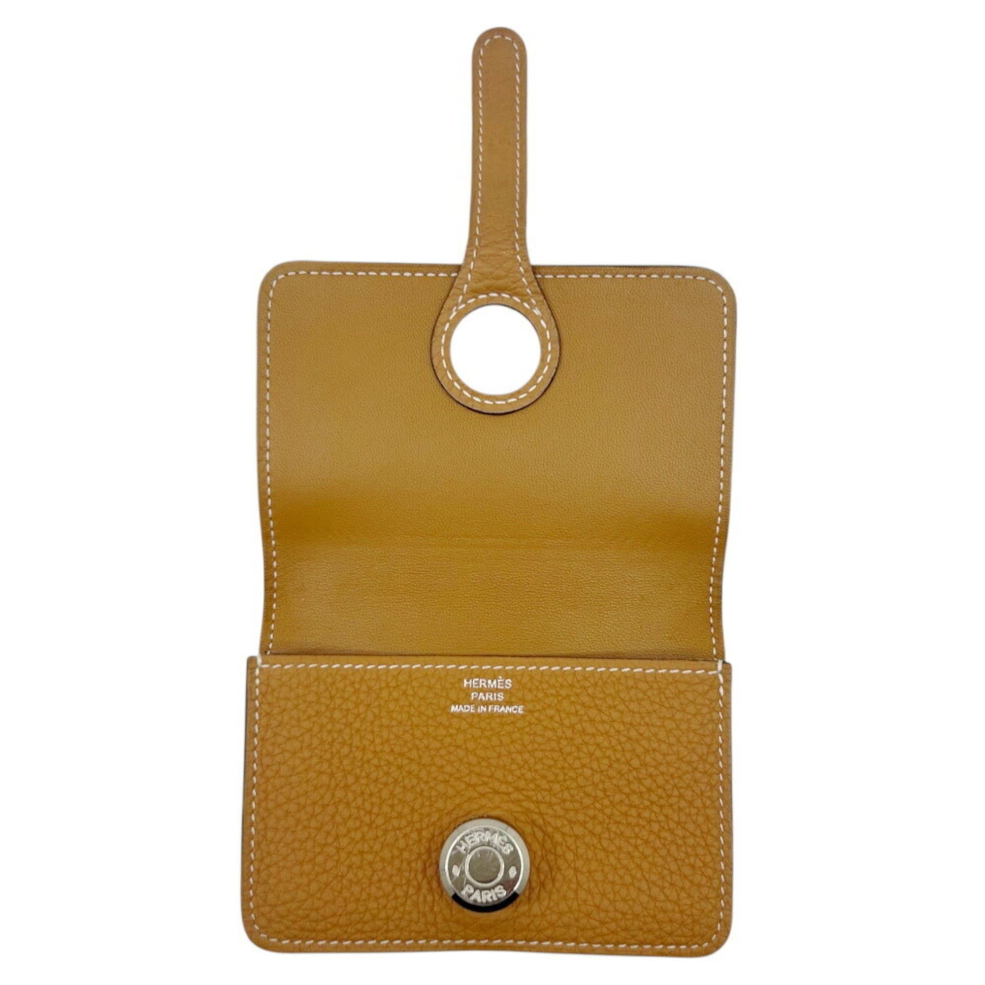Hermes HERMES Dogon Card Case, Taurillon Clemence Leather, C Stamp, 2018, Gold and Brown, for Men Women Size ONE SIZE - 7 Thumbnail