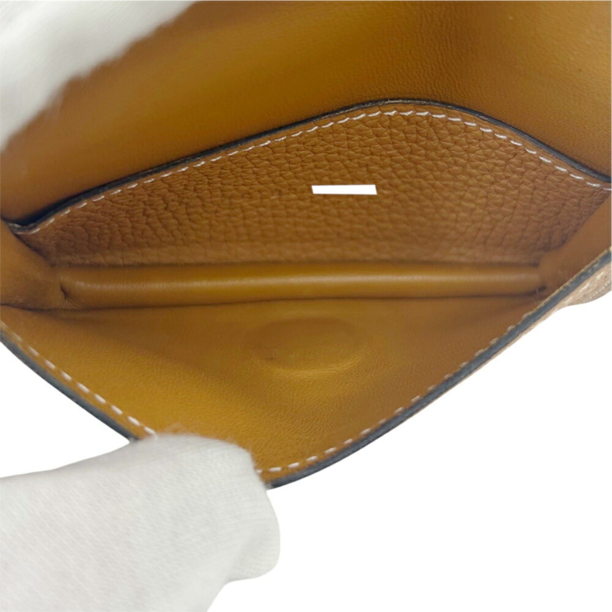 Hermes HERMES Dogon Card Case, Taurillon Clemence Leather, C Stamp, 2018, Gold and Brown, for Men Women Size ONE SIZE - 8 Thumbnail