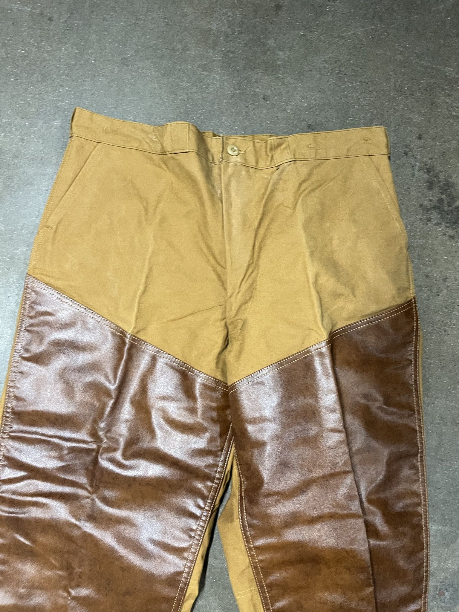 Carhartt × Vintage Vintage 1960s Deadstock Leather Front Double Front Trousers Size 39 Size US 39 - 2 Thumbnail
