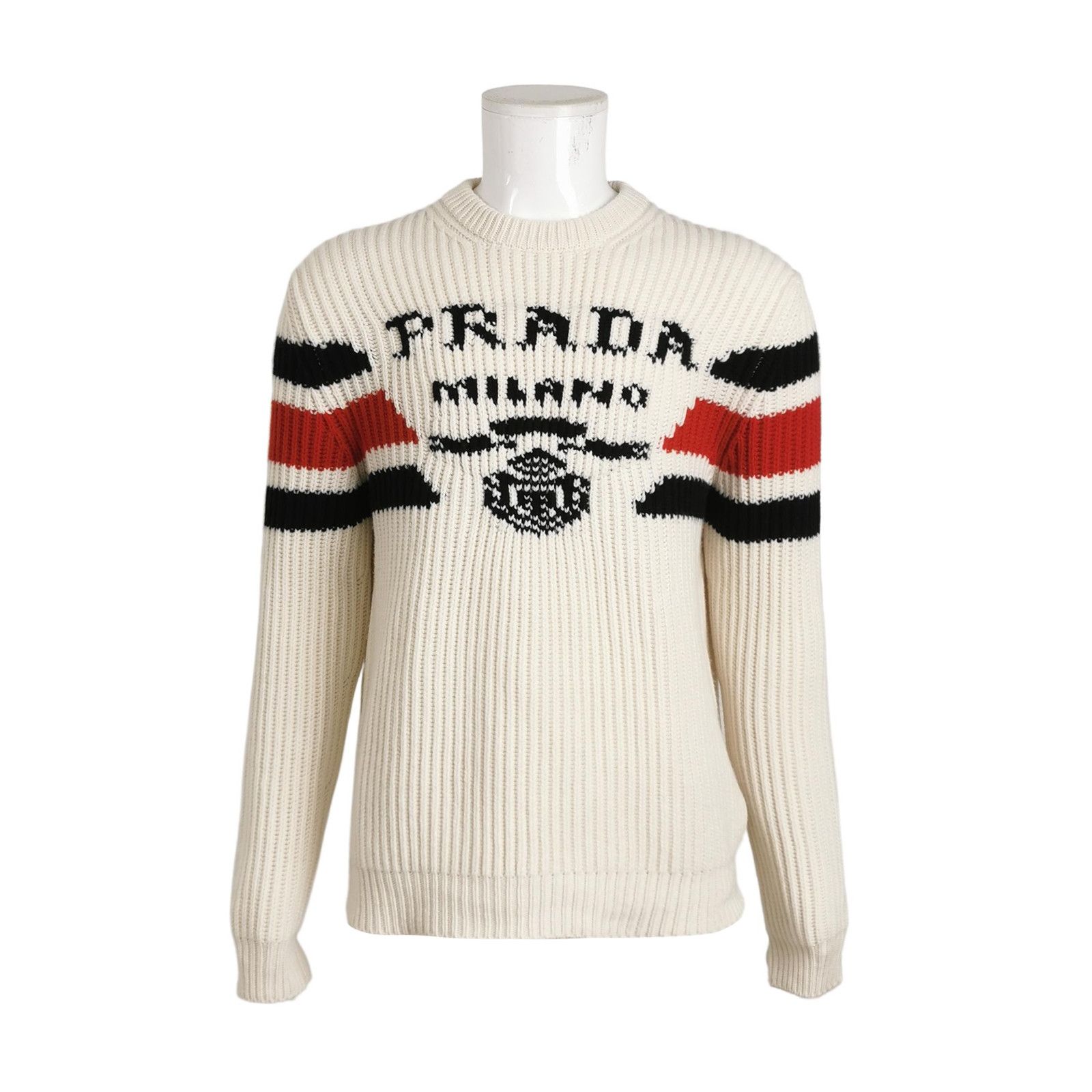 Prada Prada Cream Logo Striped Sweater L/50 Size US L / EU 52-54 / 3 - 2 Thumbnail