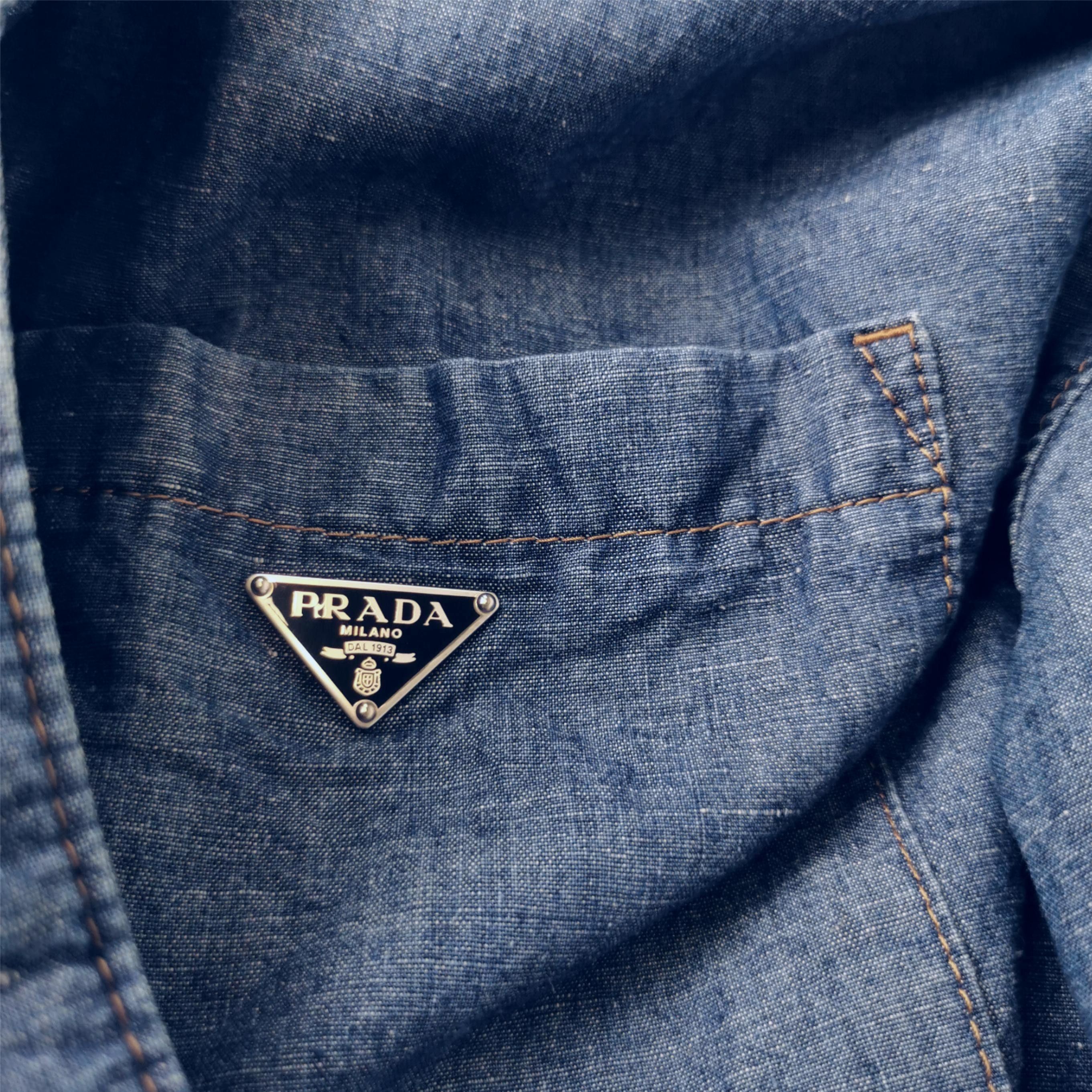 Prada Prada Blue Triangle Logo Short-Sleeve Shirt XL Size US XL / EU 56 / 4 - 6 Thumbnail