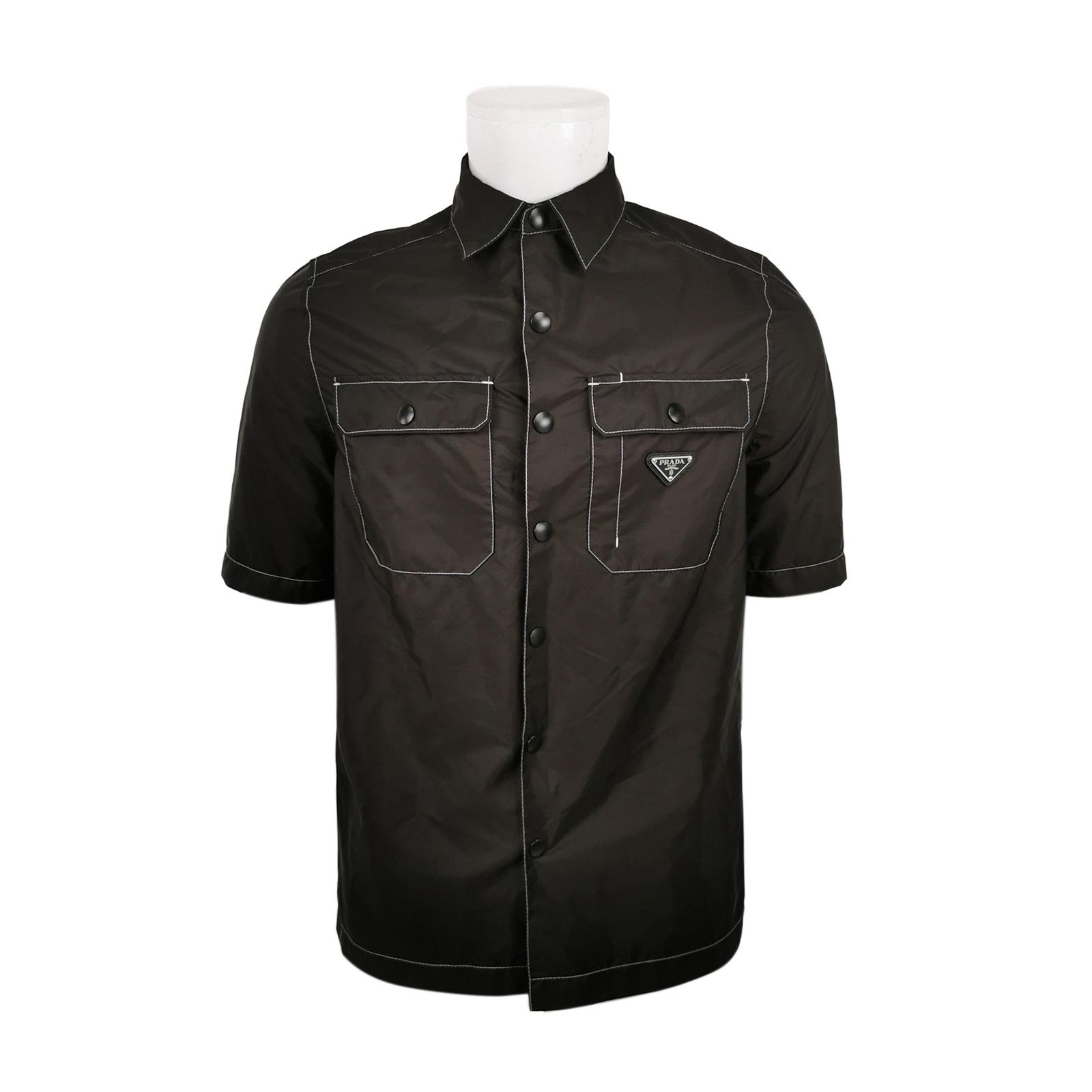 Prada Prada M Short-Sleeve Black Contrast Stitch Shirt Size US M / EU 48-50 / 2 - 2 Thumbnail