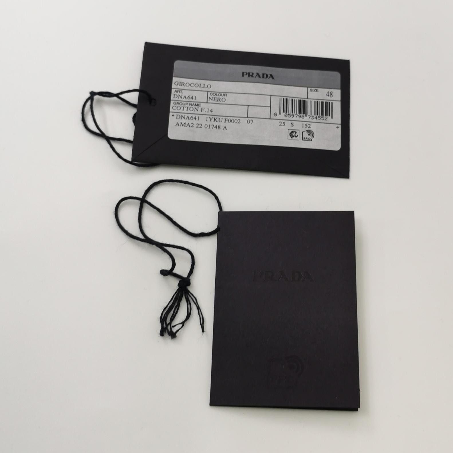 Prada Prada Black Cotton Long-Sleeve Round-Neck Top Size US M / EU 48-50 / 2 - 6 Thumbnail