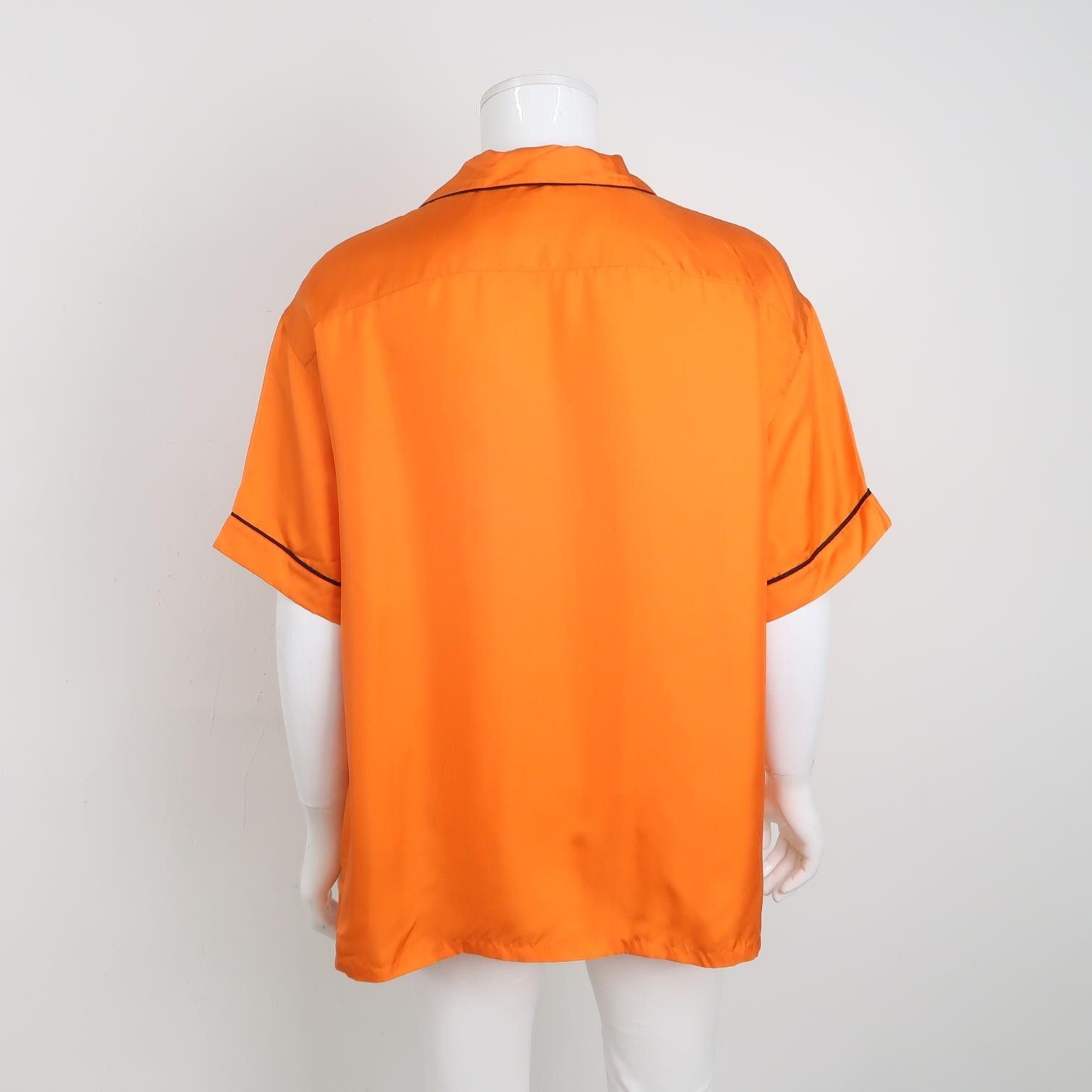 Prada Prada Silk Orange Contrast Trim Collared Shirt M Size US M / EU 48-50 / 2 - 3 Thumbnail