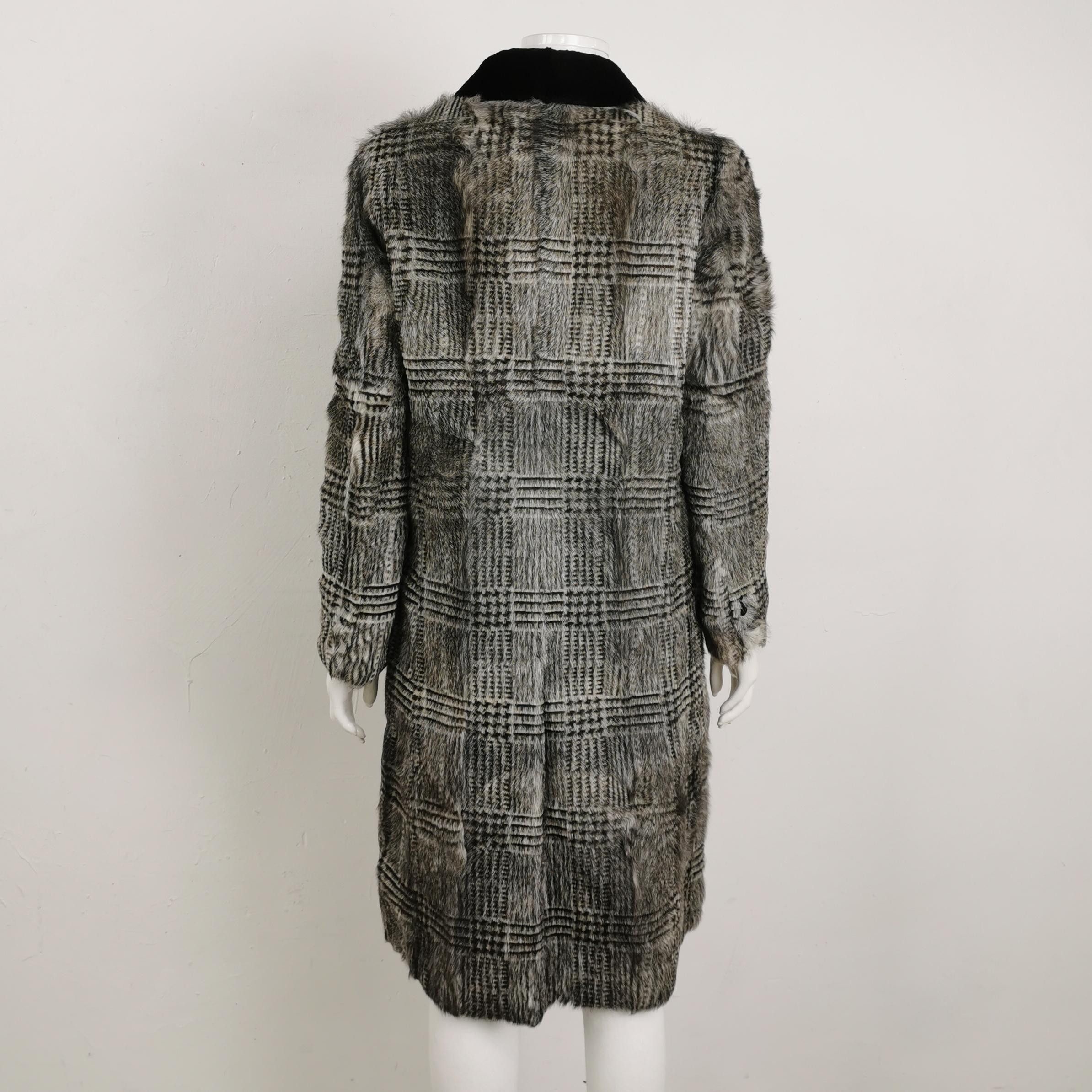 Prada Prada XS Gray Plaid Lapel Sheepskin Coat Size M / US 6-8 / IT 42-44 - 3 Thumbnail