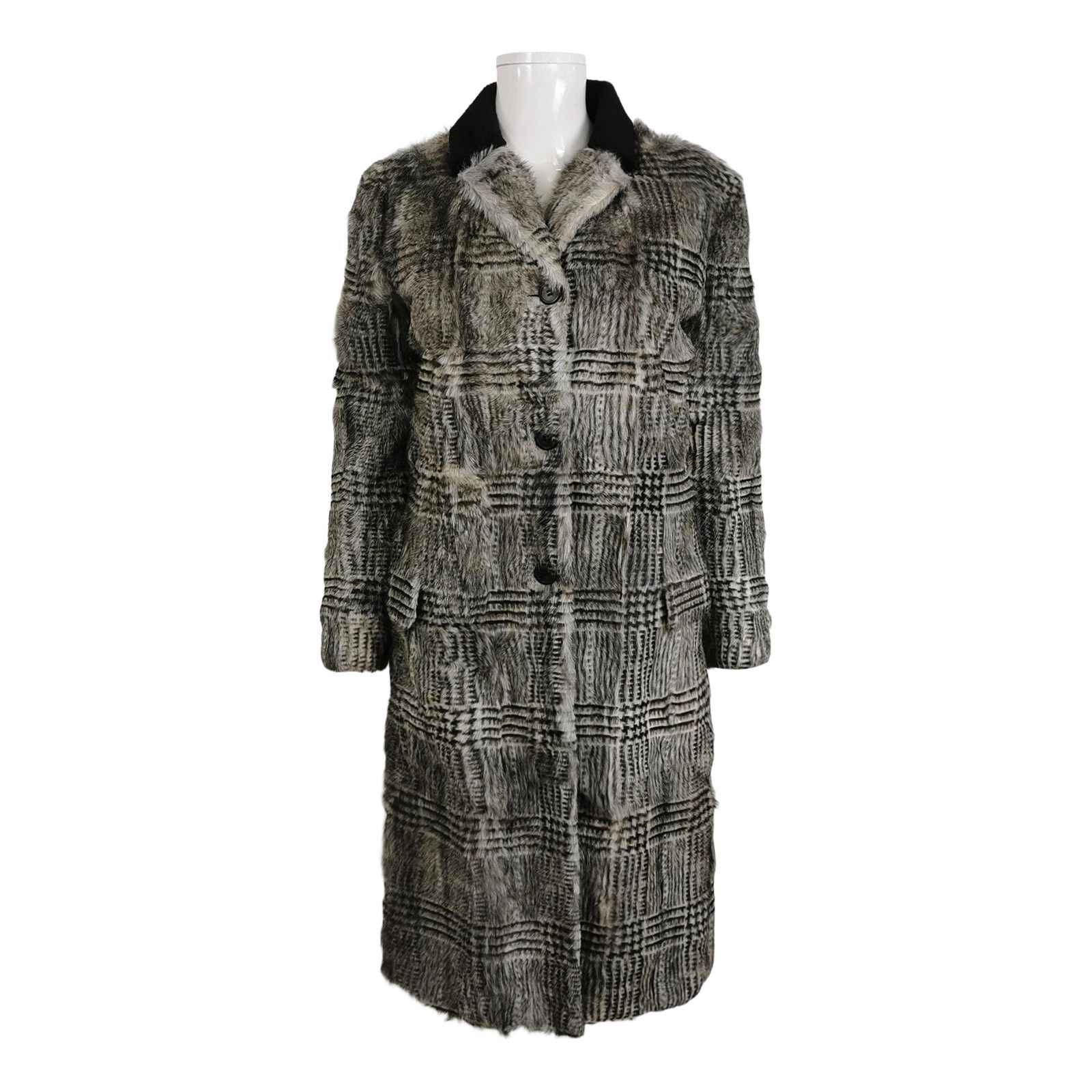 Prada Prada XS Gray Plaid Lapel Sheepskin Coat Size M / US 6-8 / IT 42-44 - 2 Thumbnail