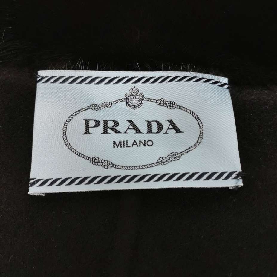 Prada Prada Black Rabbit Wool Blend Mink Fur Collar Coat Size XXS / US 00 / IT 34 - 9 Thumbnail
