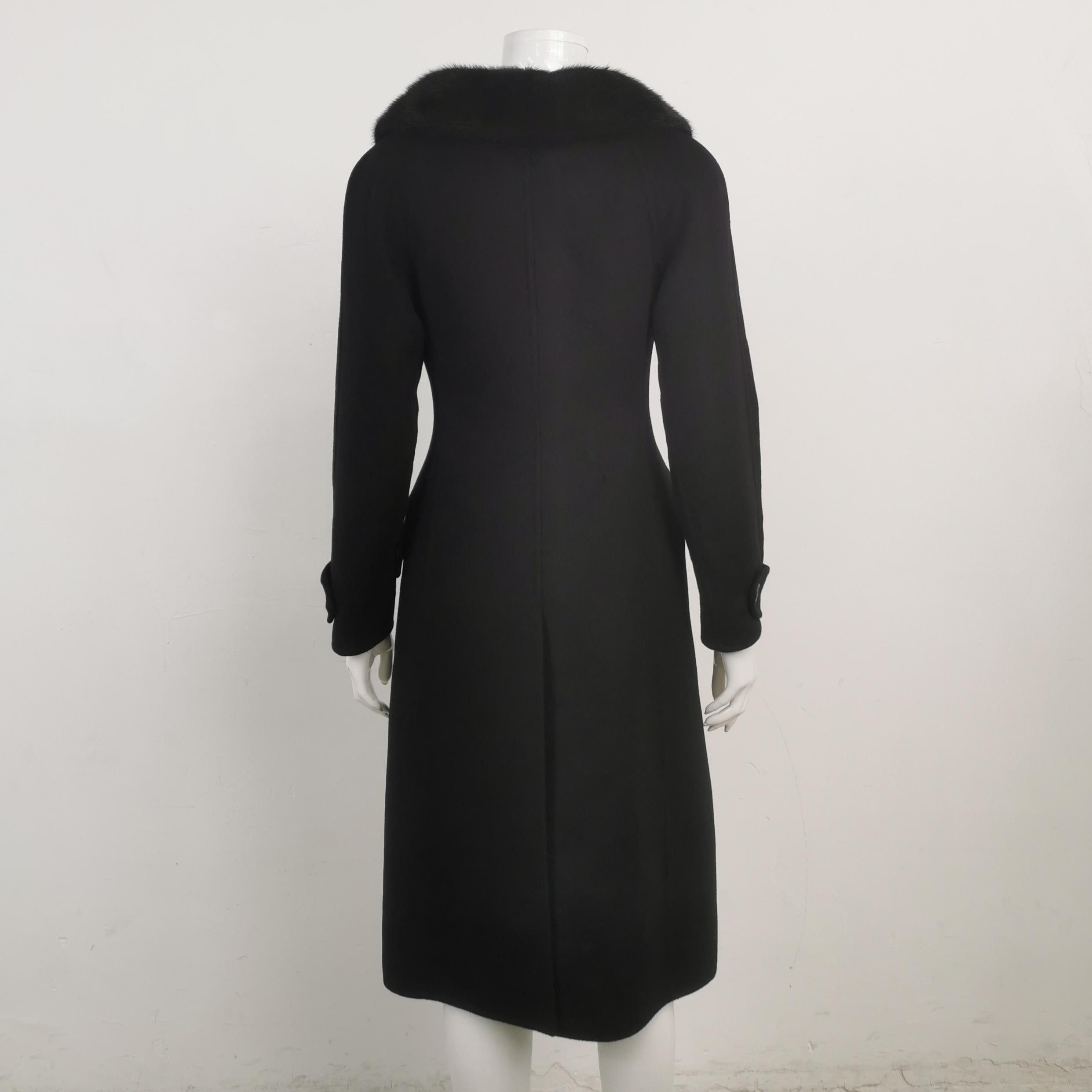 Prada Prada Black Rabbit Wool Blend Mink Fur Collar Coat Size XXS / US 00 / IT 34 - 4 Thumbnail