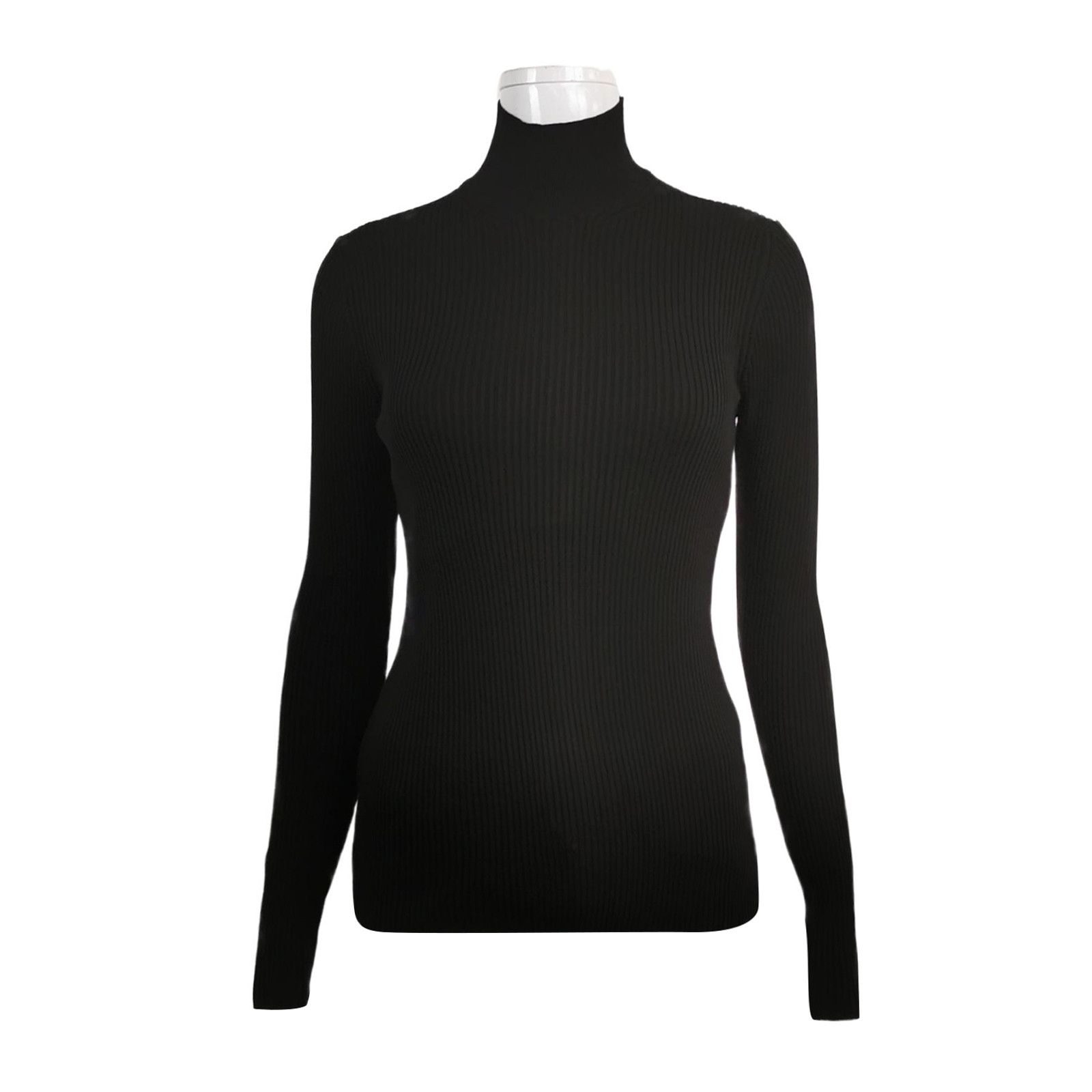 Prada Black Ribbed Turtleneck Slim Fit Sweater Size XS / US 0-2 / IT 36-38 - 2 Thumbnail