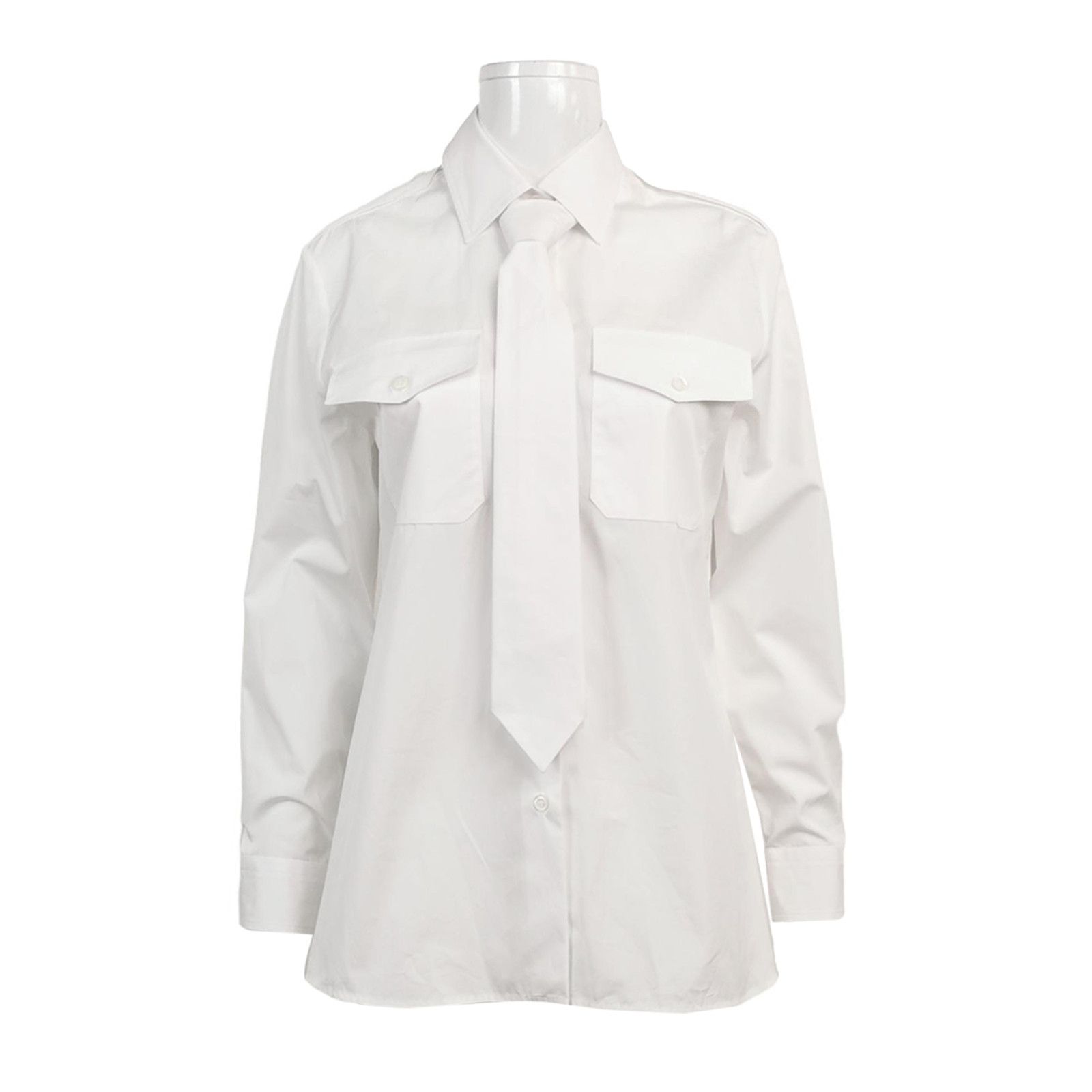 Prada Prada White Cotton Collared Shirt XXS/36 Size XXS / US 00 / IT 34 - 2 Thumbnail