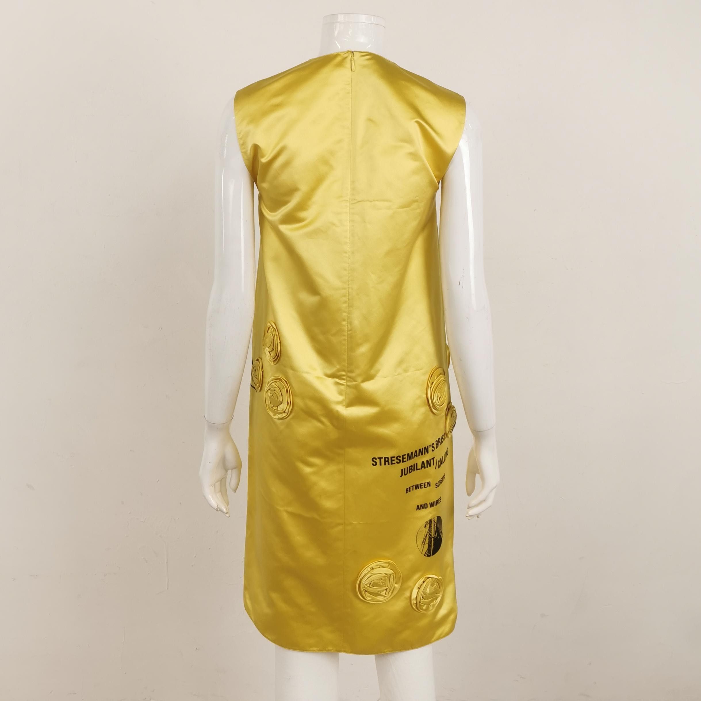 Prada Prada Gold Printed Satin Long Dress Size XXS / US 00 / IT 34 - 3 Thumbnail
