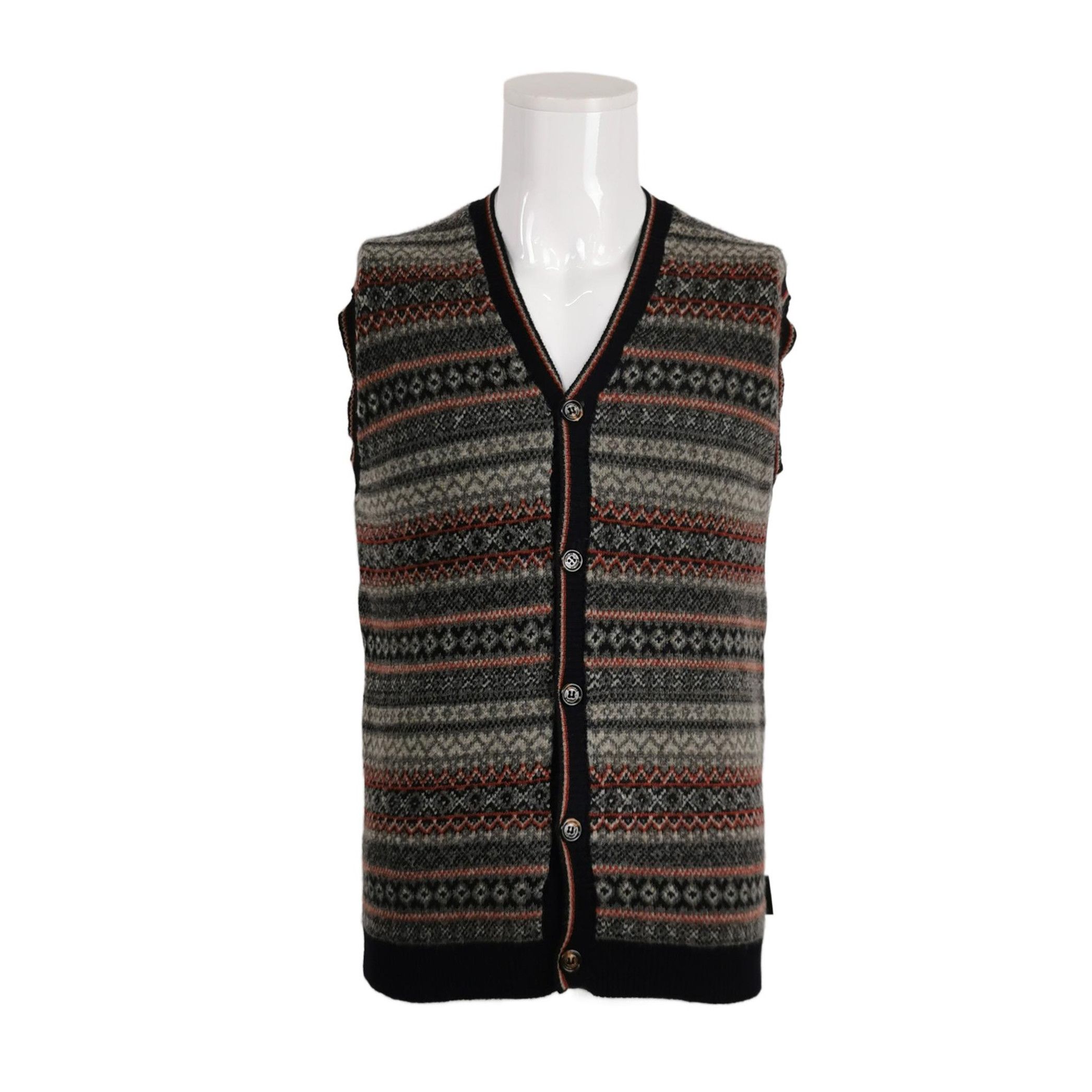 Moncler Moncler Wool Color-Blocked V-Neck Buttoned Vest L Size US L / EU 52-54 / 3 - 2 Thumbnail