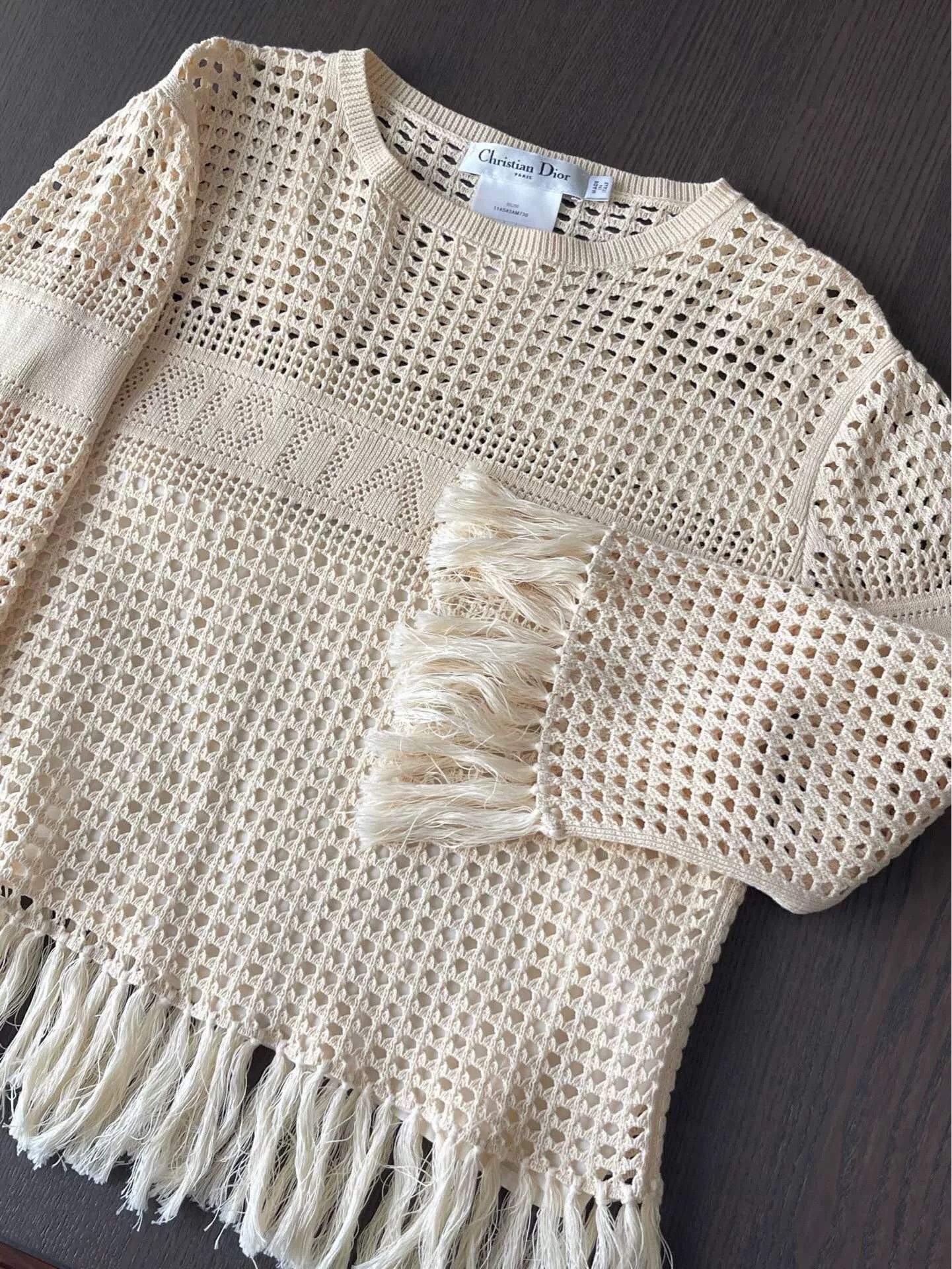 Dior elegant beige crochet fringe top by dior Size US S / EU 44-46 / 1 - 4 Thumbnail