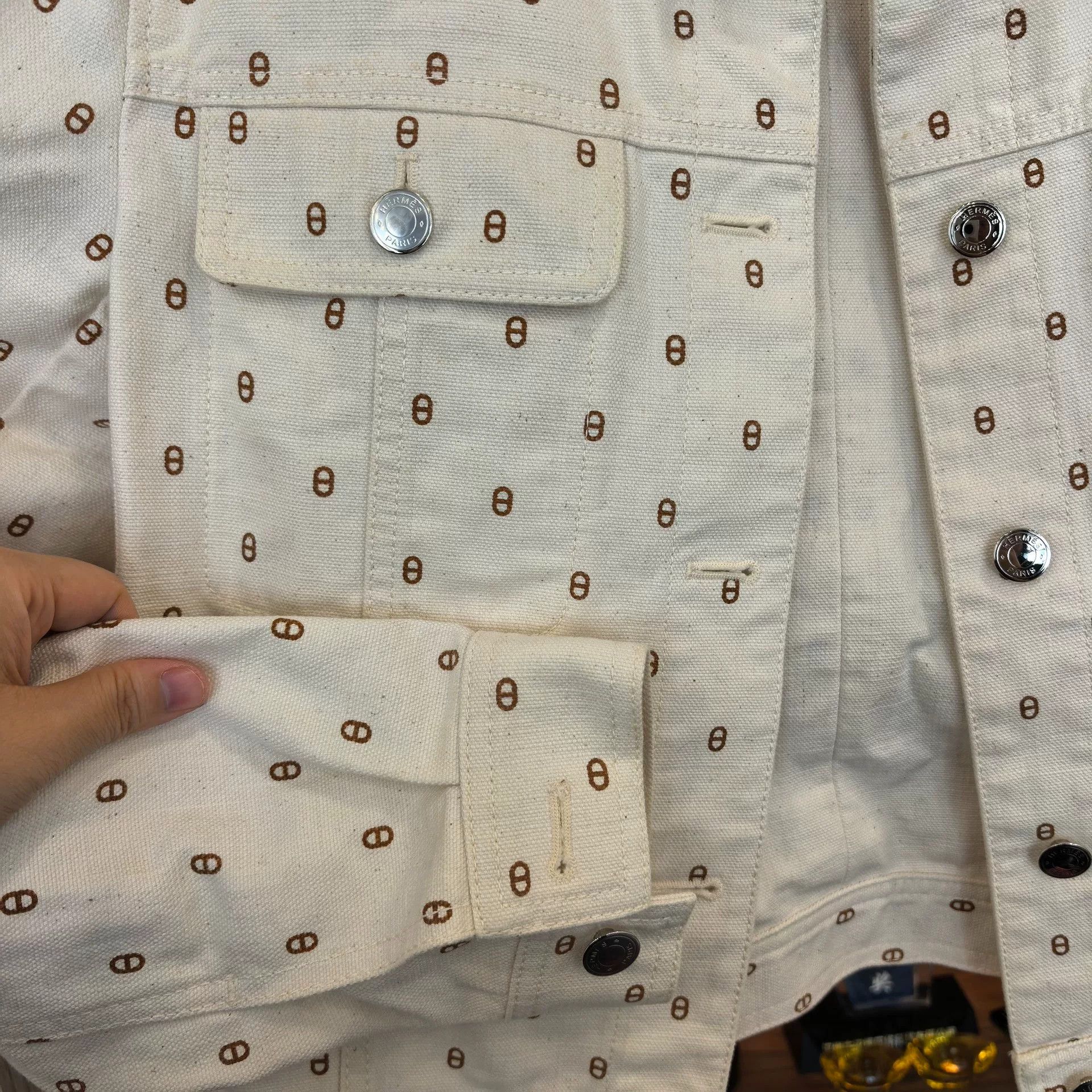 Hermes Hermes White Denim Jacket with Studs Size US S / EU 44-46 / 1 - 5 Thumbnail