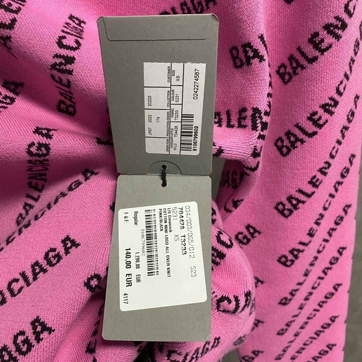 Balenciaga Balenciaga Pink Logo Print Sweater Size US XS / EU 42 / 0 - 8 Thumbnail