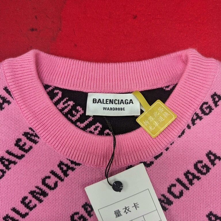Balenciaga Balenciaga Pink Logo Print Sweater Size US XS / EU 42 / 0 - 3 Thumbnail