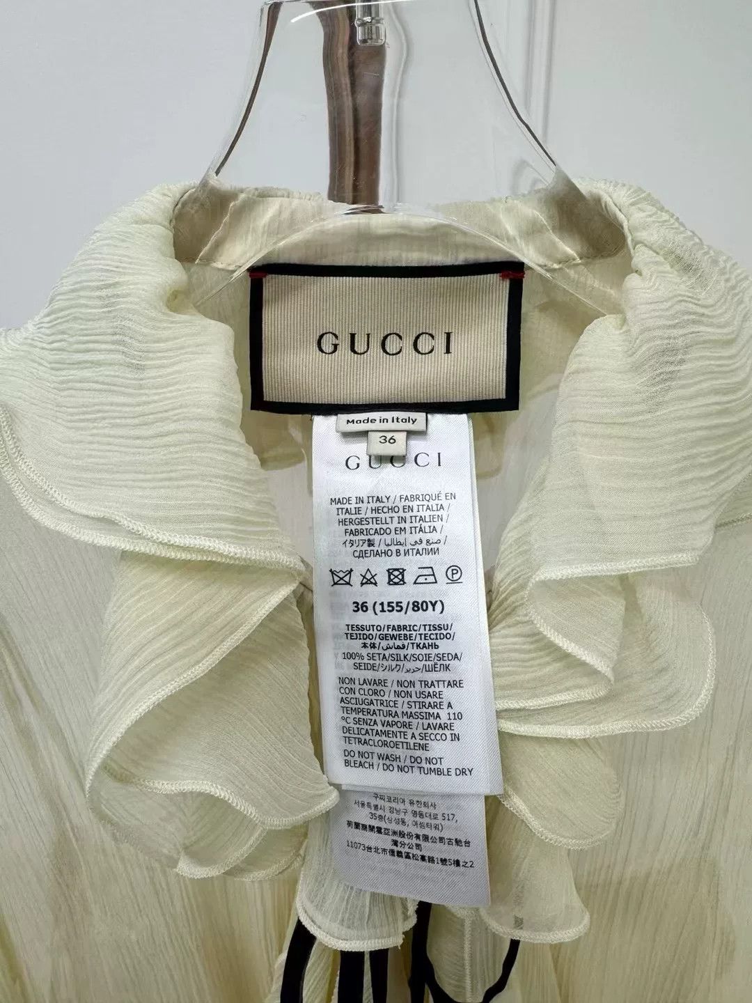 Gucci Gucci Beige Silk Bow Detail Blouse Size US XS / EU 42 / 0 - 3 Thumbnail