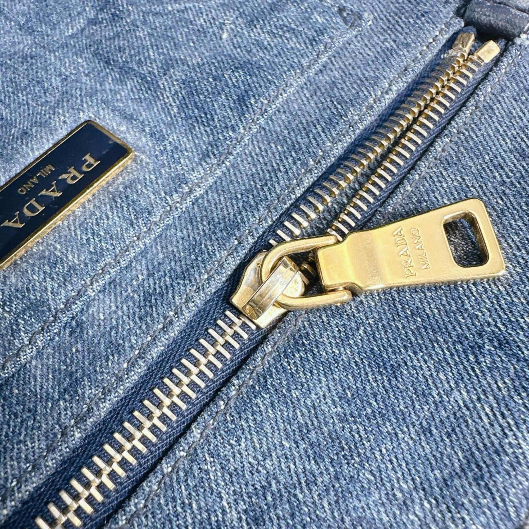 Prada Prada Canapa Tote Canvas Denim Blue Size ONE SIZE - 16 Thumbnail