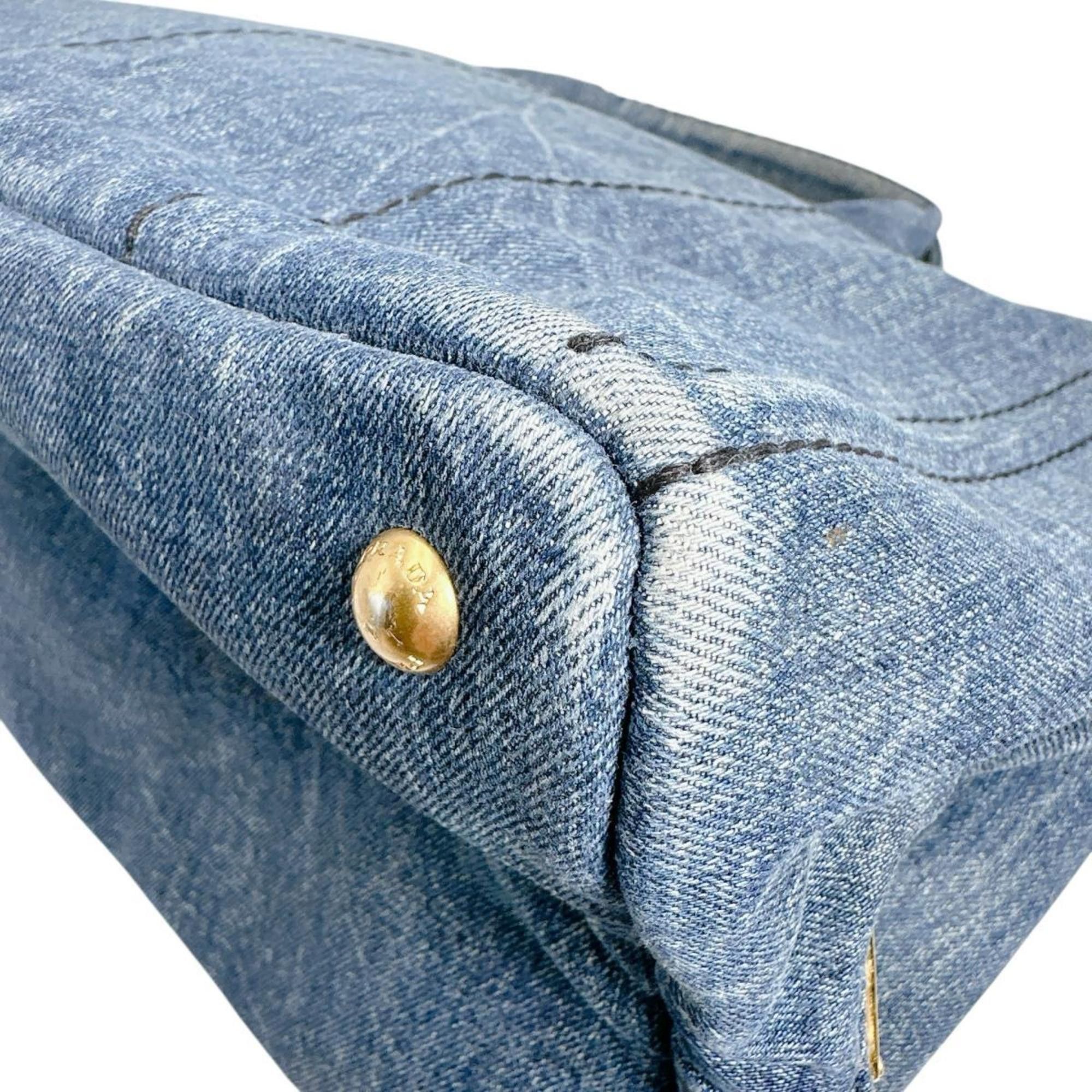 Prada Prada Canapa Tote Canvas Denim Blue Size ONE SIZE - 8 Thumbnail