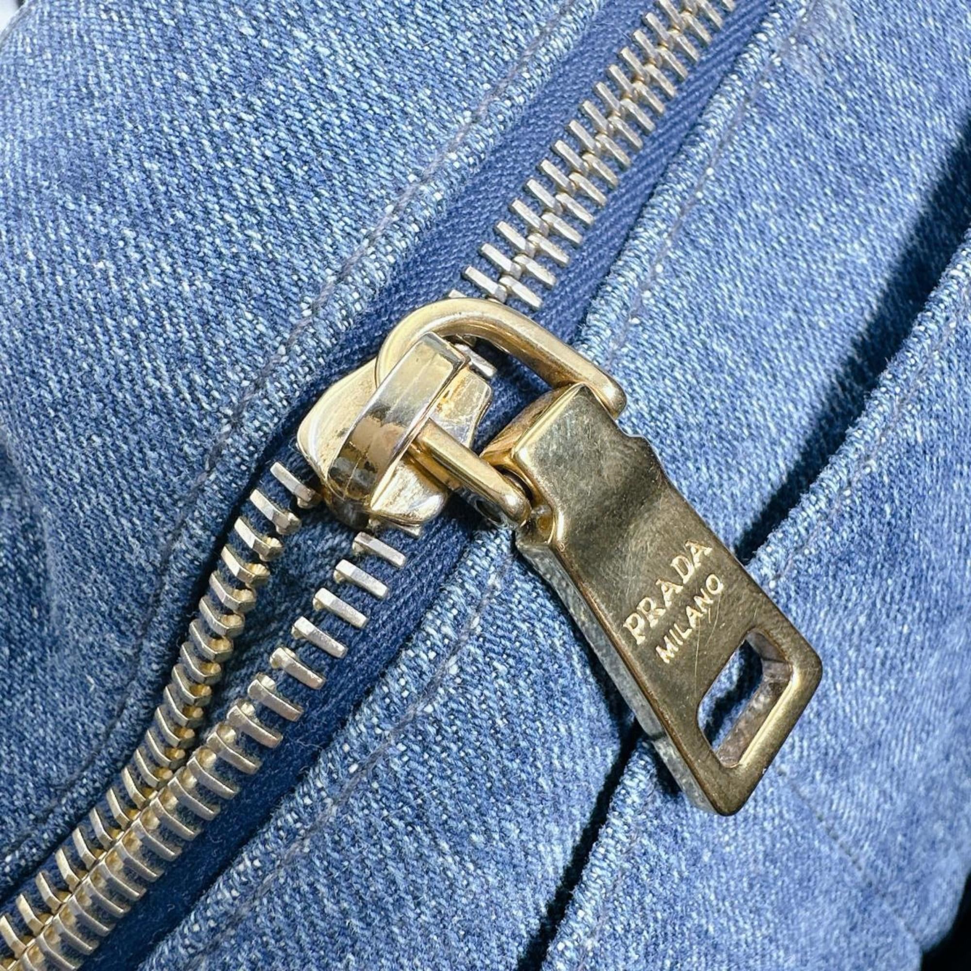 Prada Prada Canapa Tote Canvas Denim Blue Size ONE SIZE - 15 Thumbnail