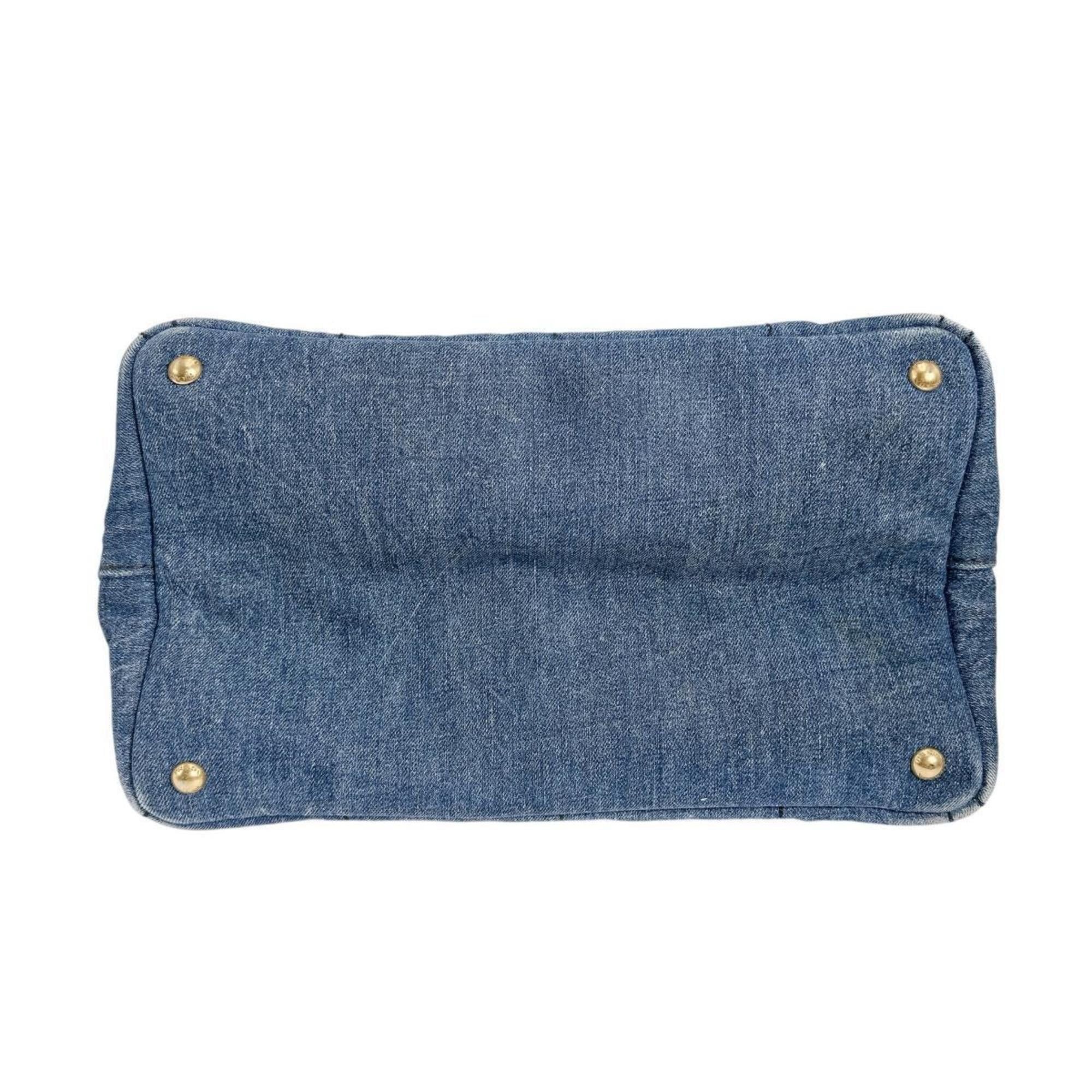 Prada Prada Canapa Tote Canvas Denim Blue Size ONE SIZE - 5 Thumbnail