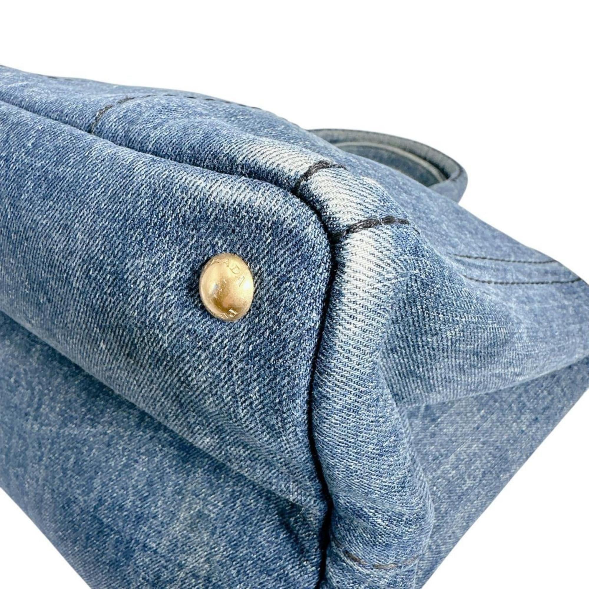 Prada Prada Canapa Tote Canvas Denim Blue Size ONE SIZE - 6 Thumbnail