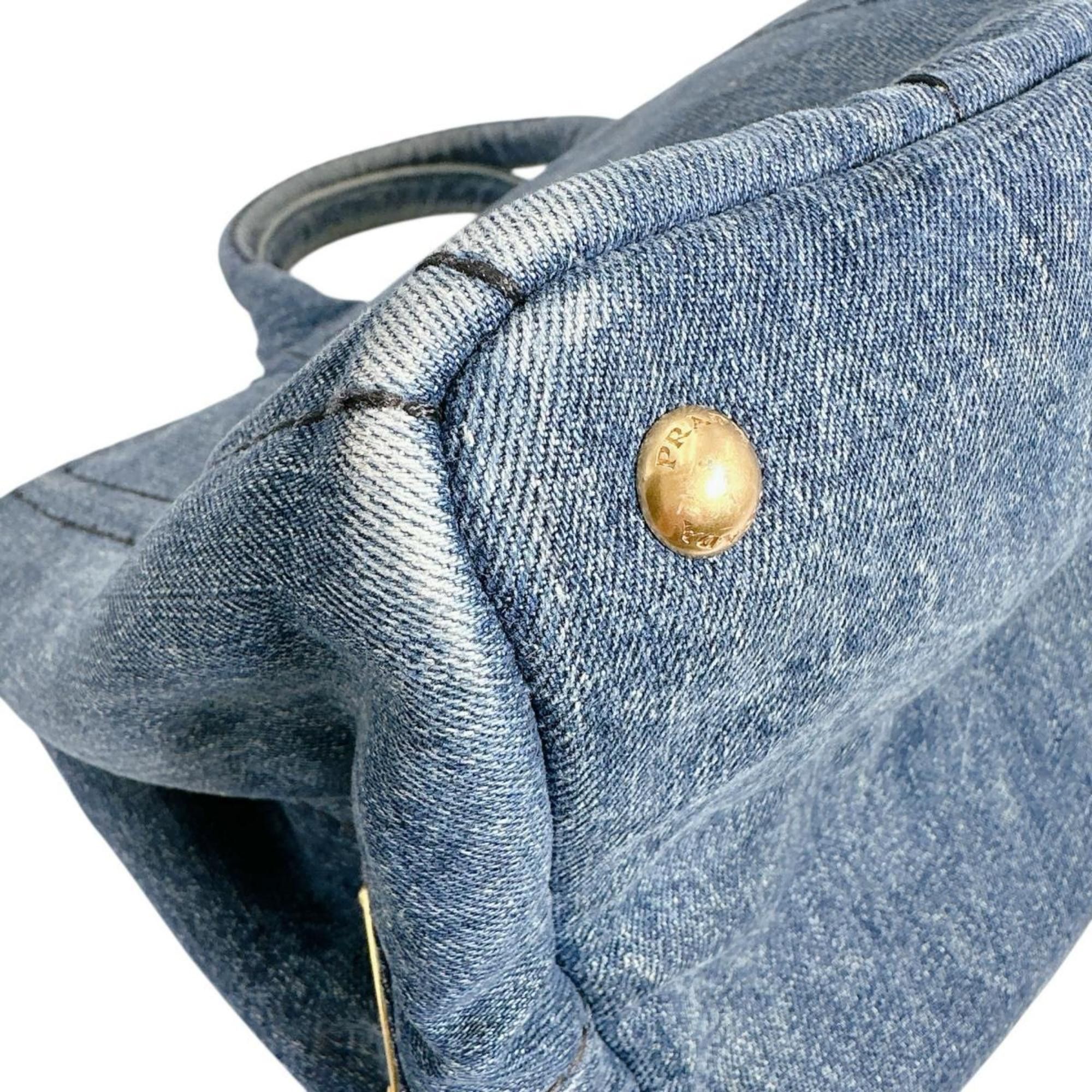 Prada Prada Canapa Tote Canvas Denim Blue Size ONE SIZE - 7 Thumbnail