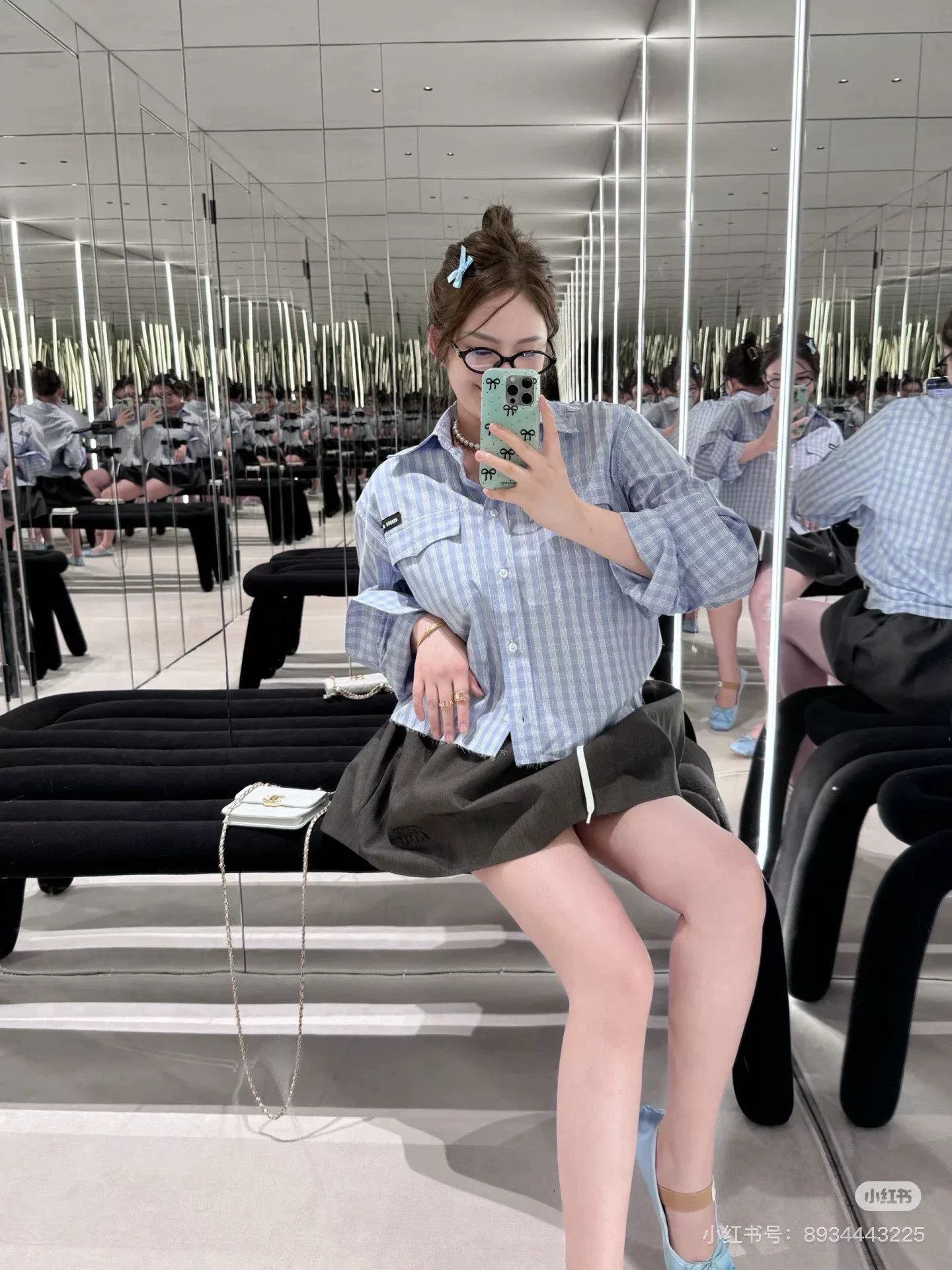 Miu Miu miu miu blue and white checked shirt Size US S / EU 44-46 / 1 - 8 Thumbnail
