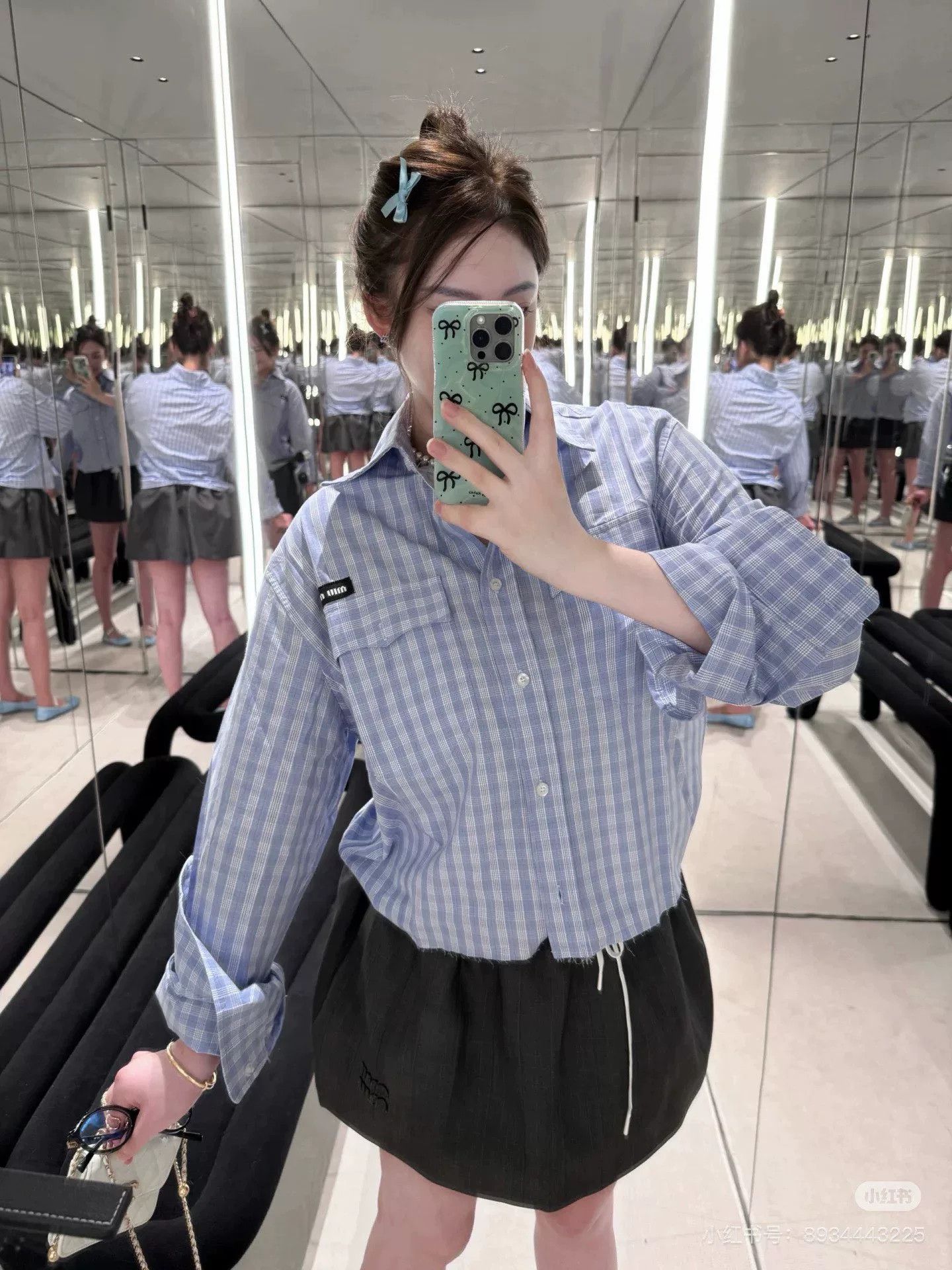Miu Miu miu miu blue and white checked shirt Size US S / EU 44-46 / 1 - 9 Thumbnail