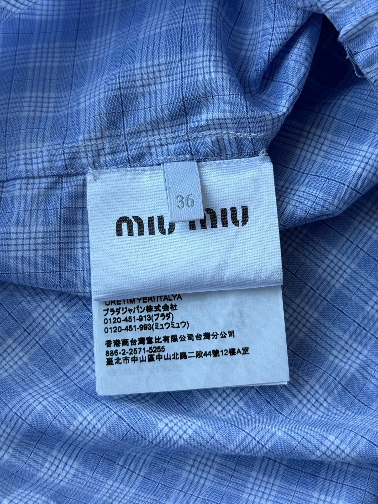 Miu Miu miu miu blue and white checked shirt Size US S / EU 44-46 / 1 - 5 Thumbnail
