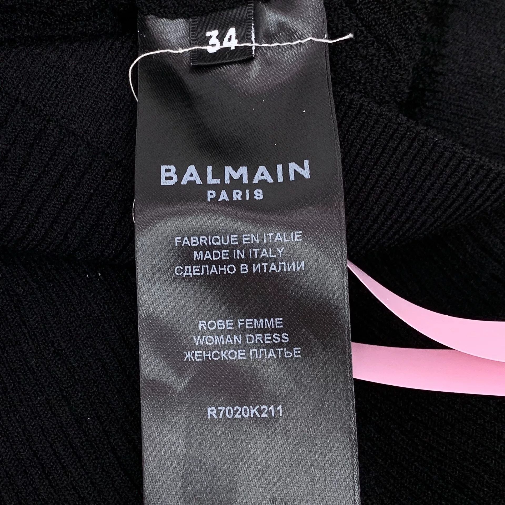 Balmain black short-sleeve knitted dress with buttons Size M / US 6-8 / IT 42-44 - 8 Thumbnail