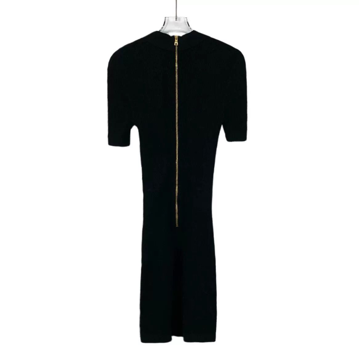 Balmain black short-sleeve knitted dress with buttons Size M / US 6-8 / IT 42-44 - 2 Thumbnail