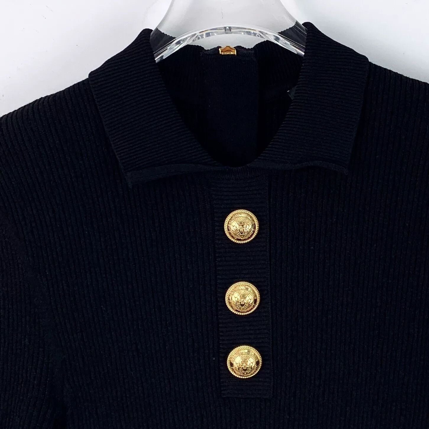 Balmain black short-sleeve knitted dress with buttons Size M / US 6-8 / IT 42-44 - 4 Thumbnail