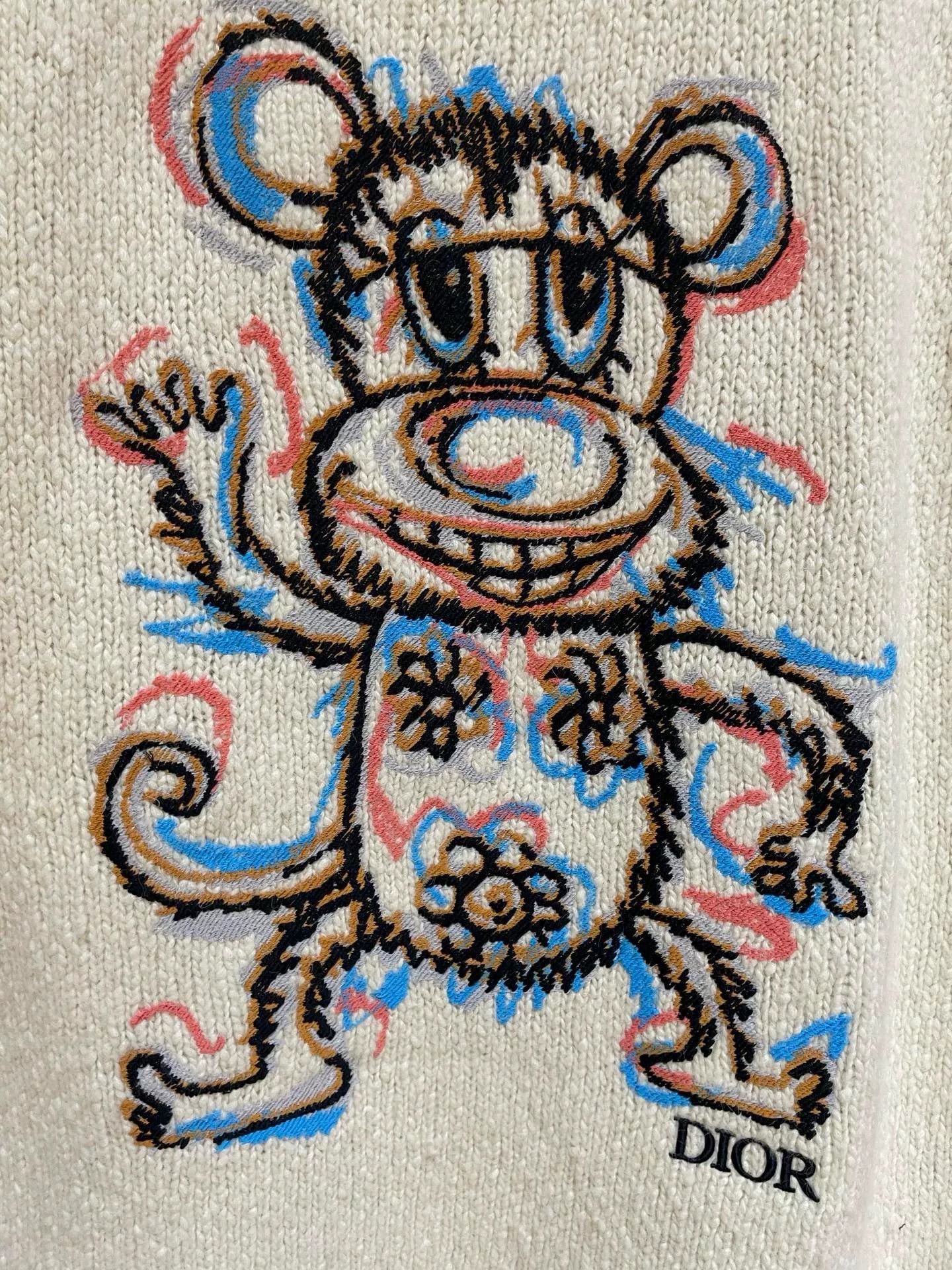 Dior dior colorful printed cartoon knit pullover Size US M / EU 48-50 / 2 - 4 Thumbnail