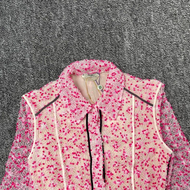 Fendi FENDI Pink Floral Long Sleeve Dress Size US M / EU 48-50 / 2 - 3 Thumbnail
