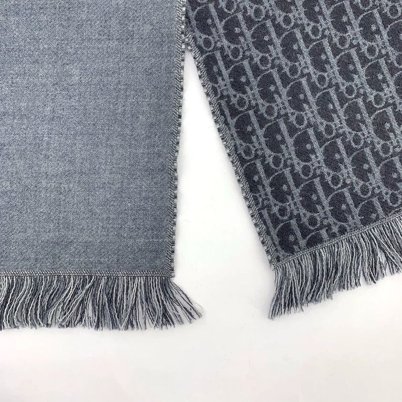 Dior Dior Oblique Gray Logo Wool Scarf Size ONE SIZE - 4 Thumbnail