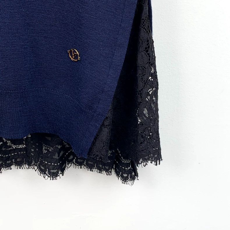 Louis Vuitton Louis Vuitton Blue Logo Wool V-Neck Dress Size M / US 6-8 / IT 42-44 - 4 Thumbnail